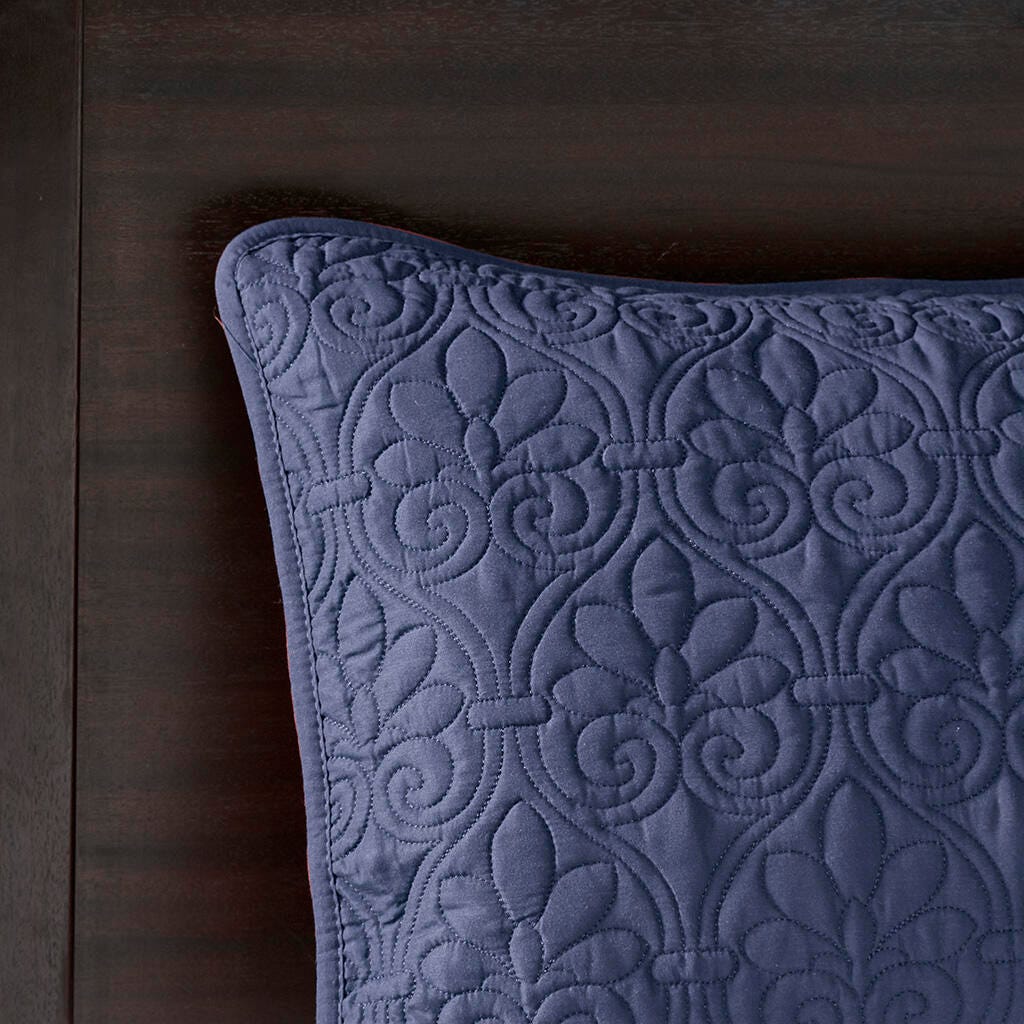 Quebec Full Reversible Bedspread Set, Navy, large