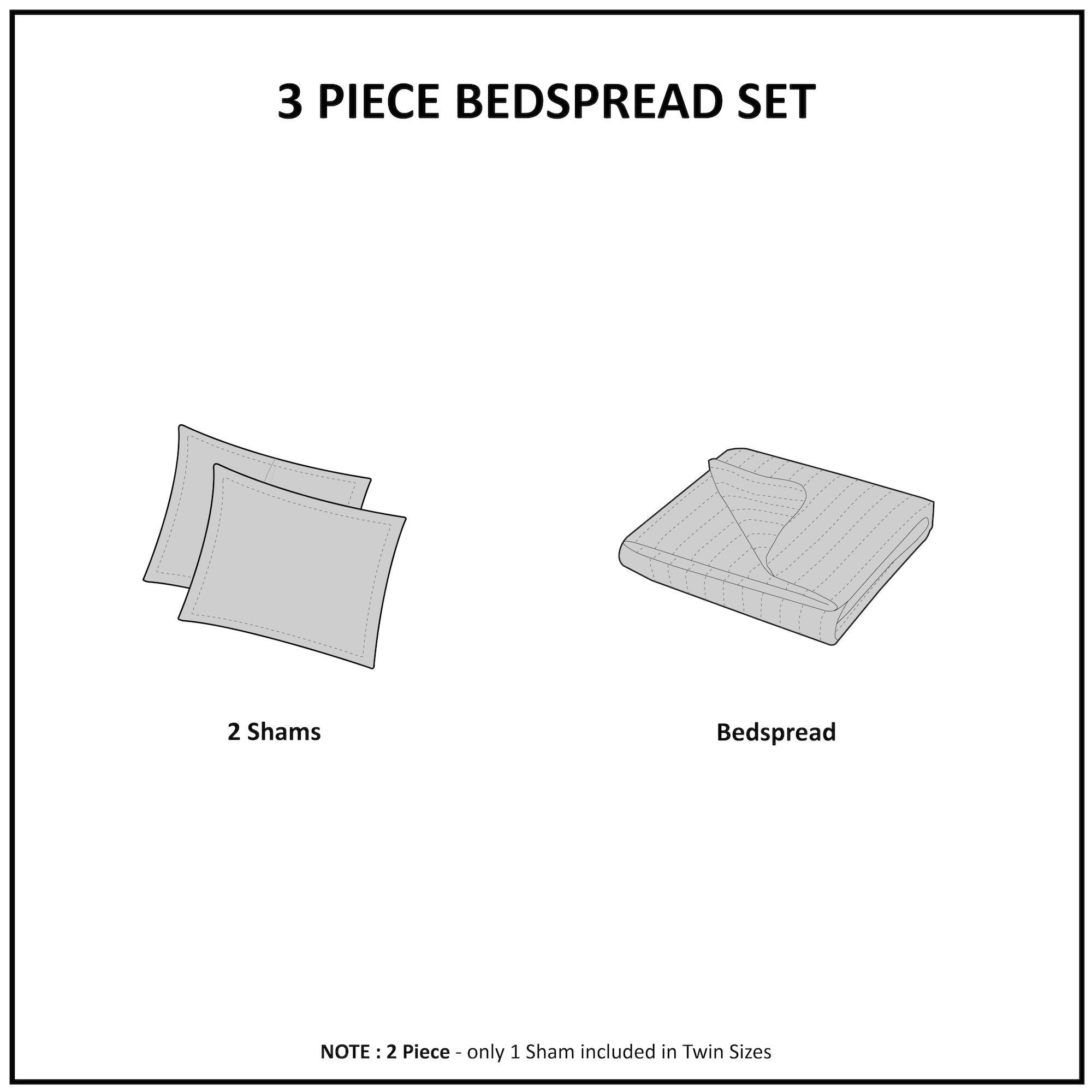 Quebec Twin Reversible Bedspread Set, Cream, large