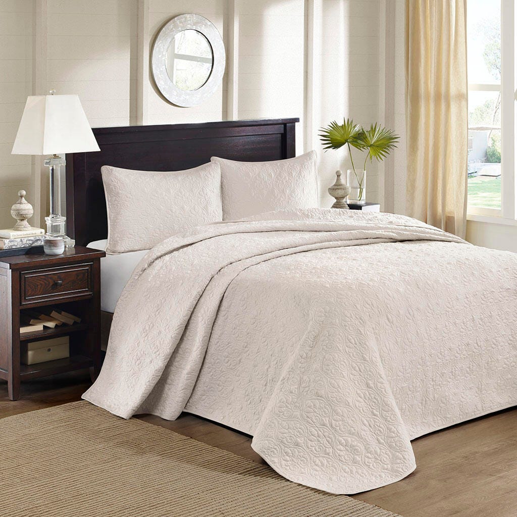 Quebec Twin Reversible Bedspread Set, Cream, large
