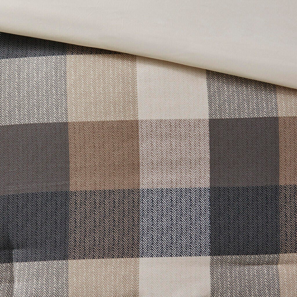 Ridge King 7 Piece Herringbone Comforter Set, Neutral, large