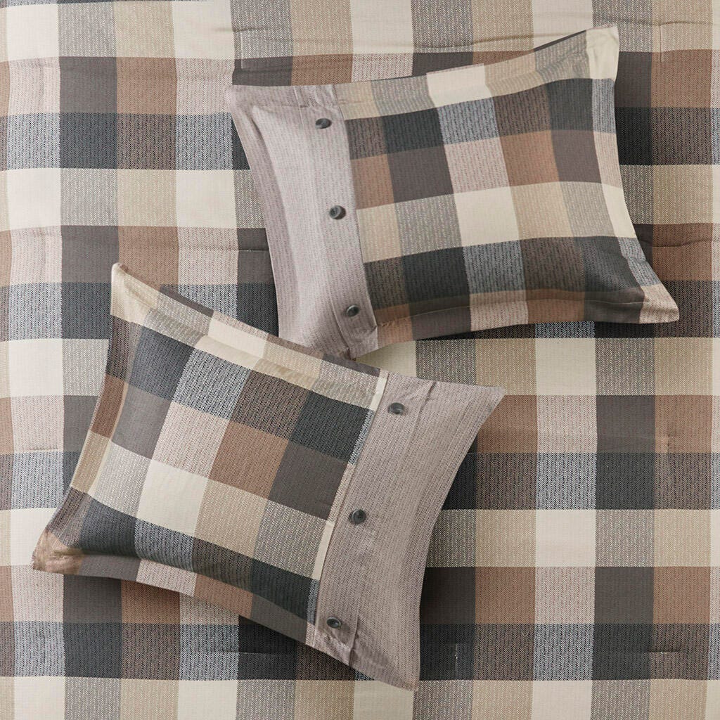 Ridge King 7 Piece Herringbone Comforter Set, Neutral, large