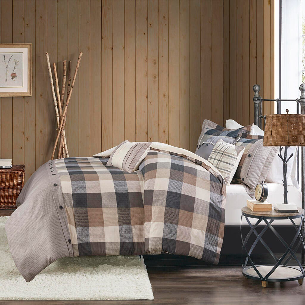 Madison Park Ridge Full/Queen 6 Piece Herringbone Duvet Cover Set, Neutral, large