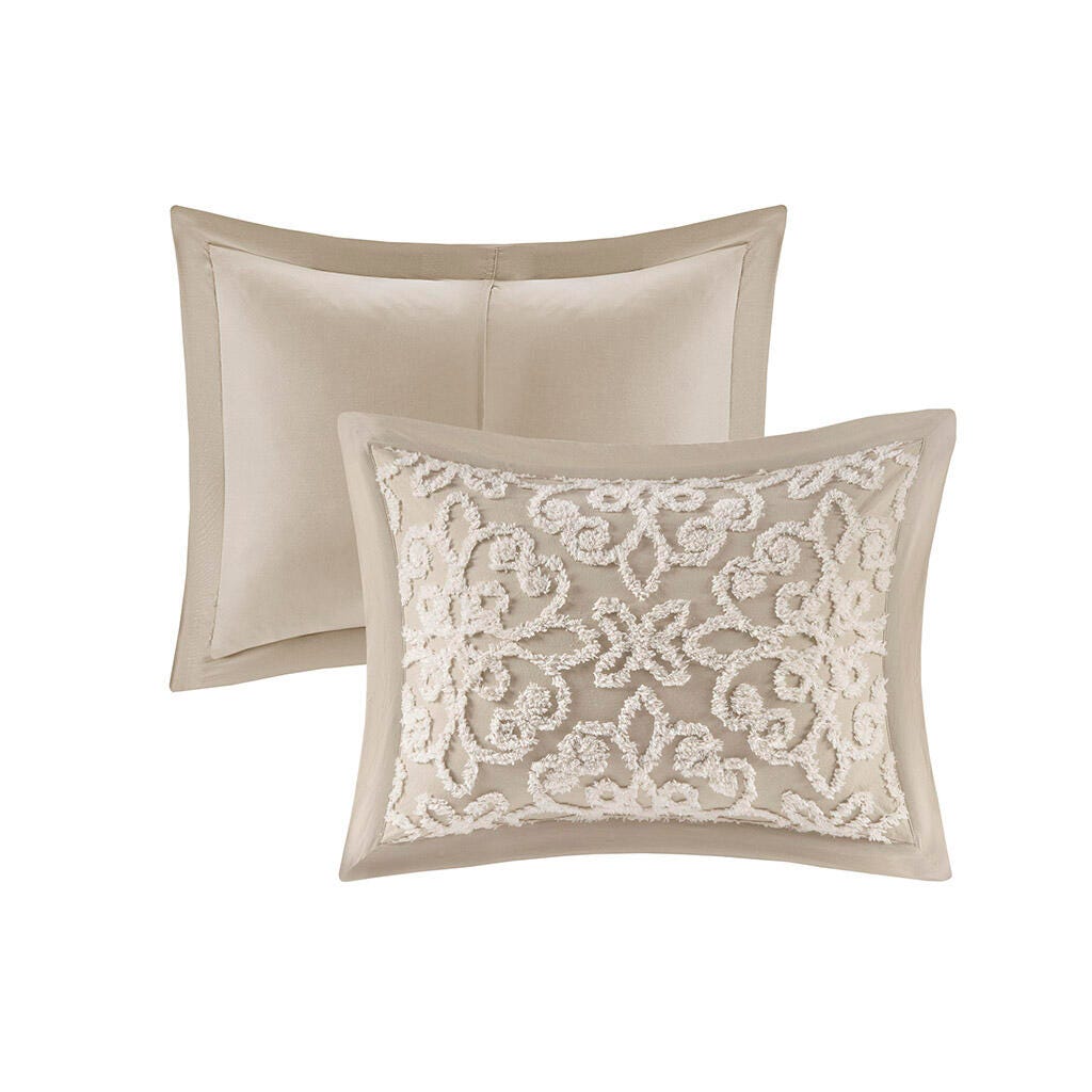 Sabrina Full/Queen 3 piece Tufted  bedspread  set, Taupe, large