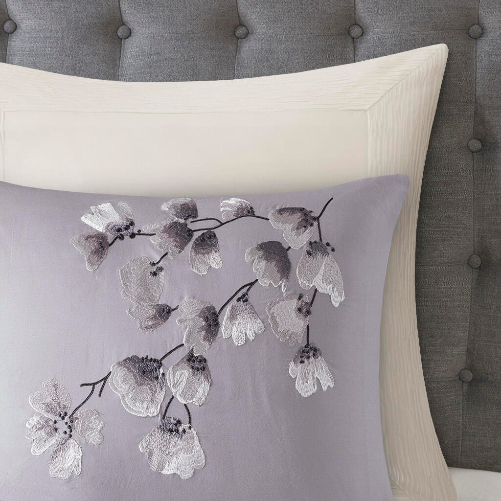 Madison Park Sakura Blossom Full/Queen 3 Piece Sateen Printed Comforter Set, Lilac, large