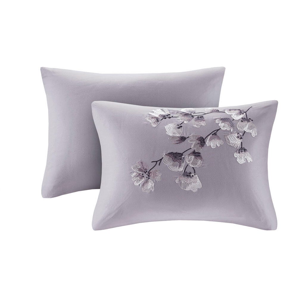 Madison Park Sakura Blossom Full/Queen 3 Piece Sateen Printed Comforter Set, Lilac, large
