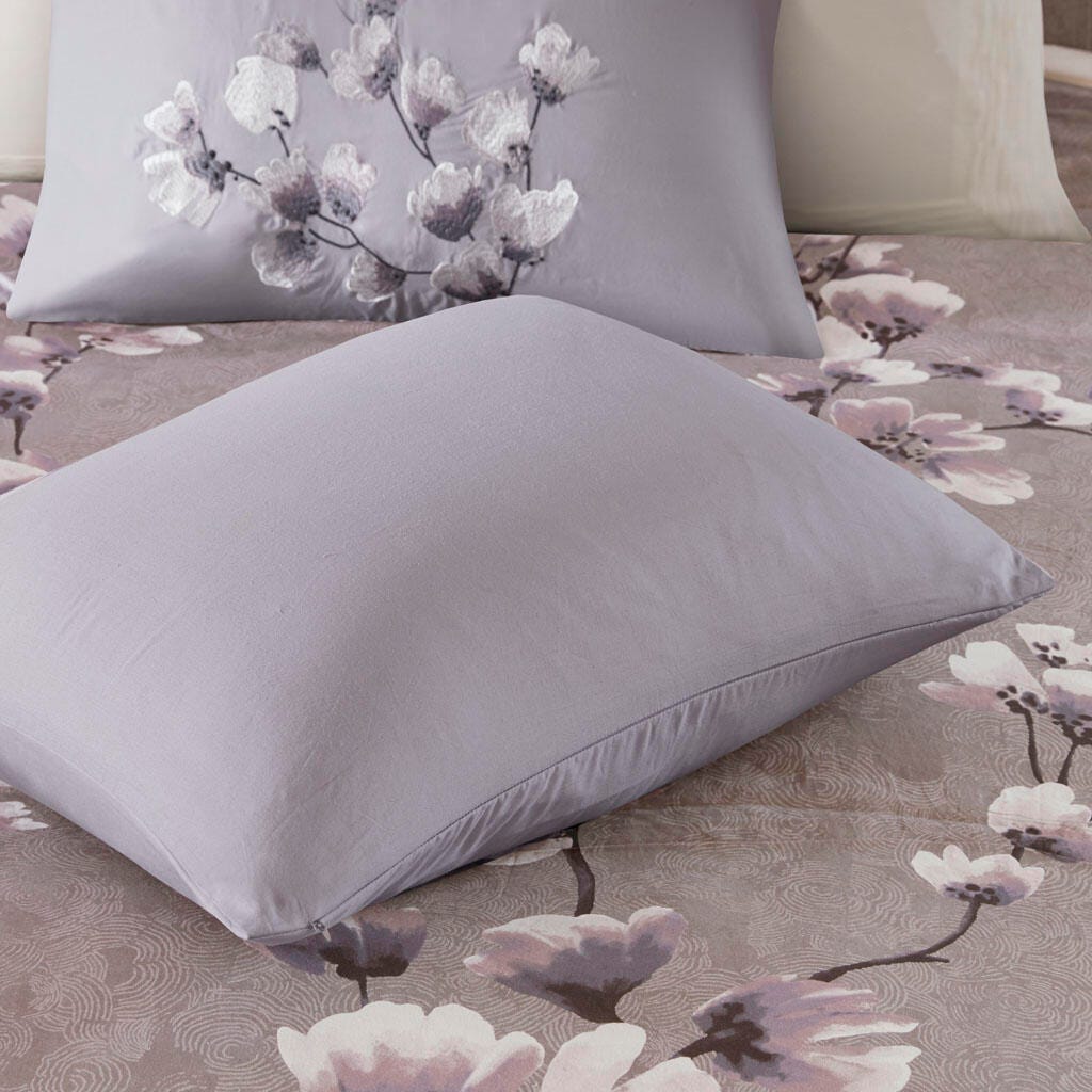 Madison Park Sakura Blossom King 3 Piece Sateen Printed Duvet Cover Set, Lilac, large