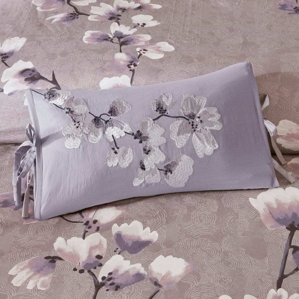 Madison Park Sakura Blossom 12x20" Embroidered Oblong Decorative Pillow, , large