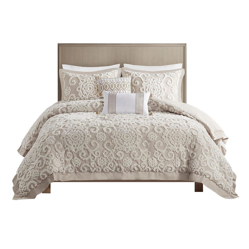 Suzanna Full/Queen Duvet Mini Set, Taupe, large