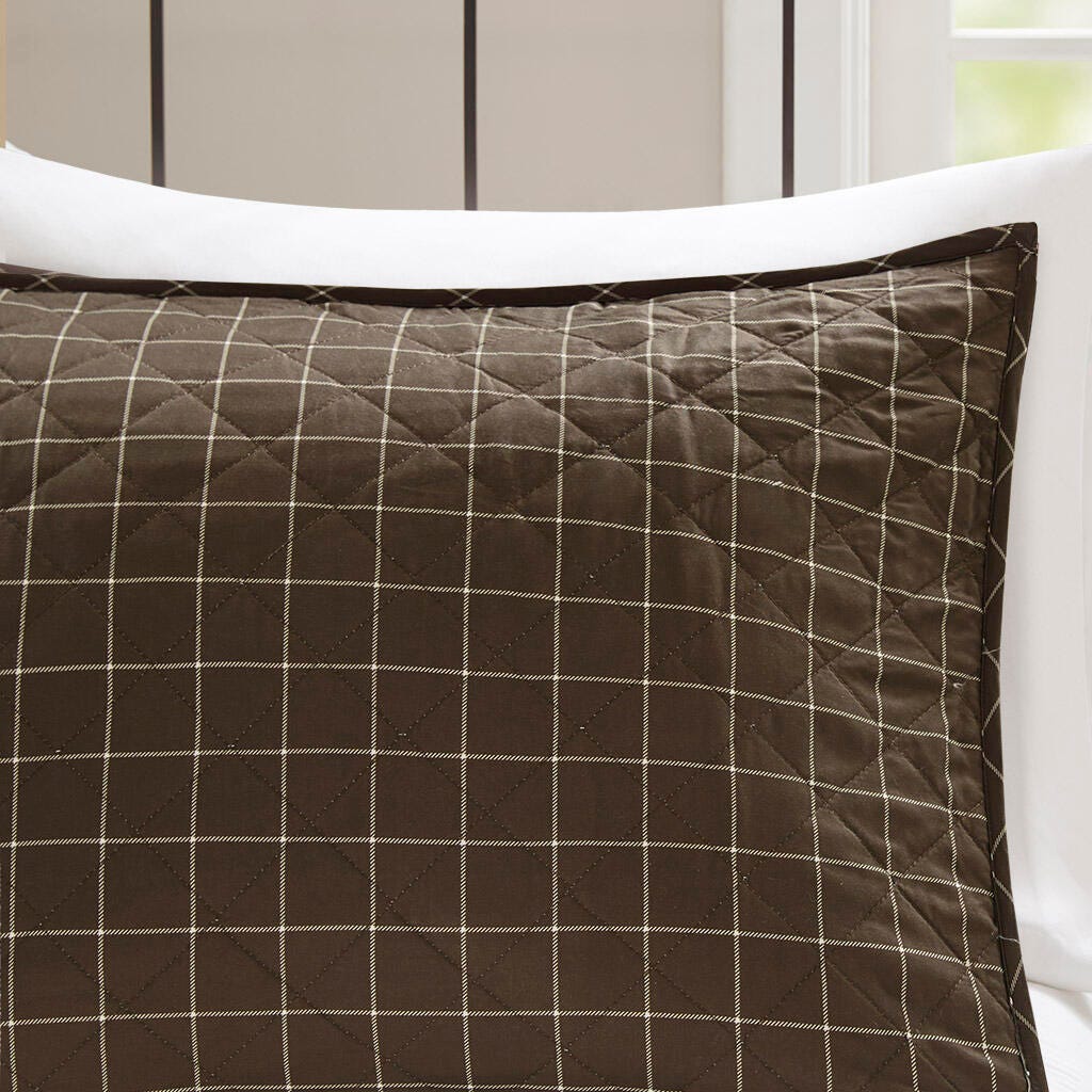 Timber King/California King 3 Piece Reversible Printed Quilt Set, Black/Brown, large
