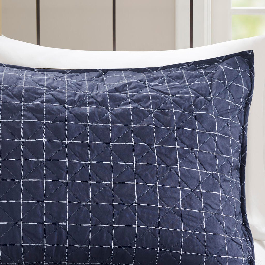 Timber Full/Queen 3 Piece Reversible Printed Quilt Set, Green/Navy, large