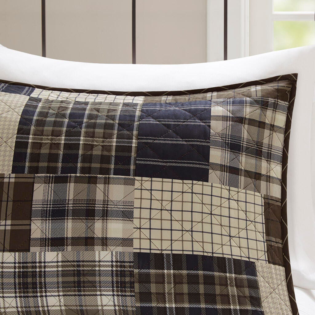 Timber Full/Queen 3 Piece Reversible Printed Quilt Set, Black/Brown, large