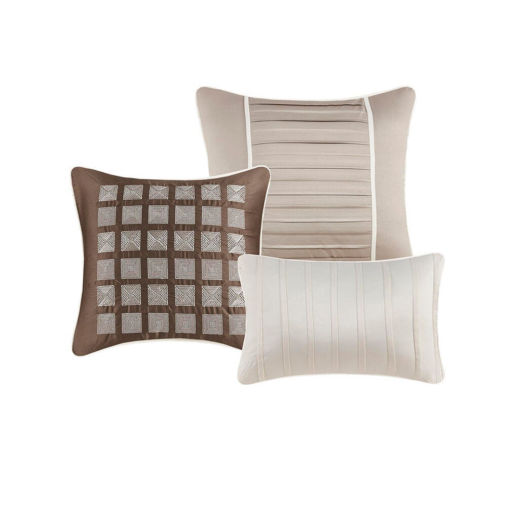 Trinity King 7 Piece Comforter Set, Taupe, rollover