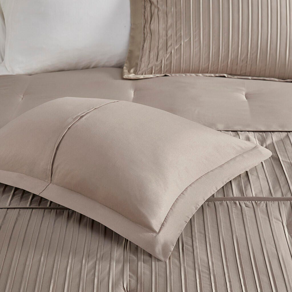 Trinity King 7 Piece Comforter Set, Taupe, large