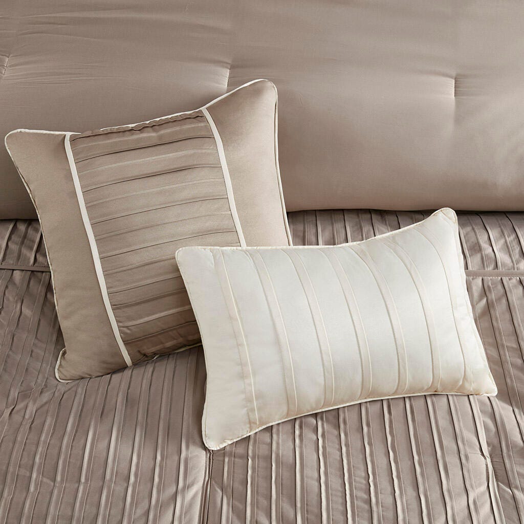 Trinity King 7 Piece Comforter Set, Taupe, large
