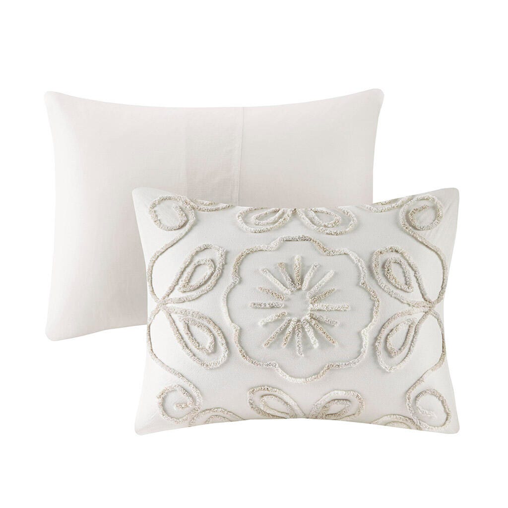 Violette King/California King 3 Piece Tufted Chenille  Coverlet Set, Ivory/Taupe, large