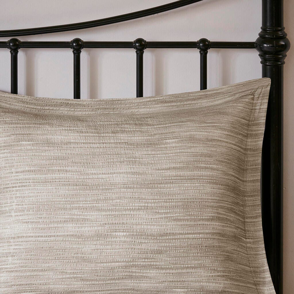 Walter Queen 7 Piece Printed Seersucker Comforter Set, Taupe, large