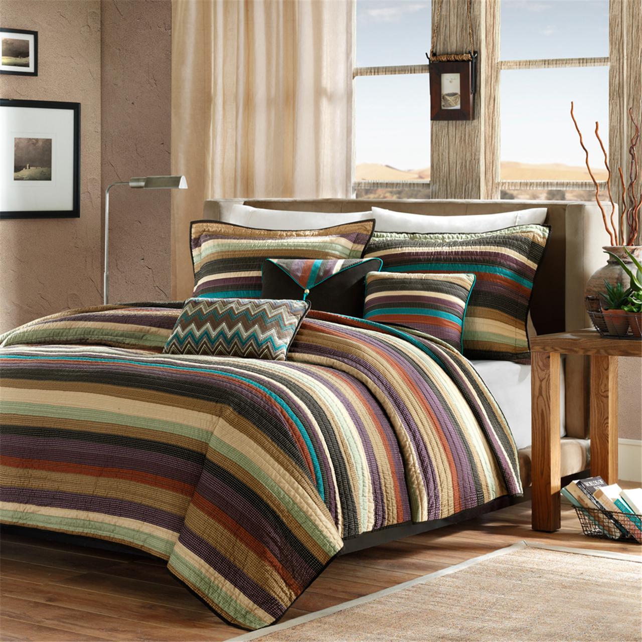 Yosemite King/California King Reversible Quilt Set with Throw Pillows, Multi, large