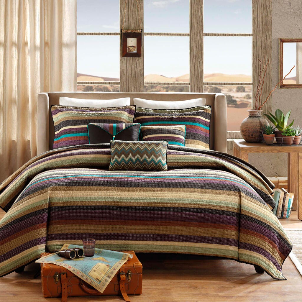 Yosemite / Reversible Quilt Set with Throw Pillows, Multi, large