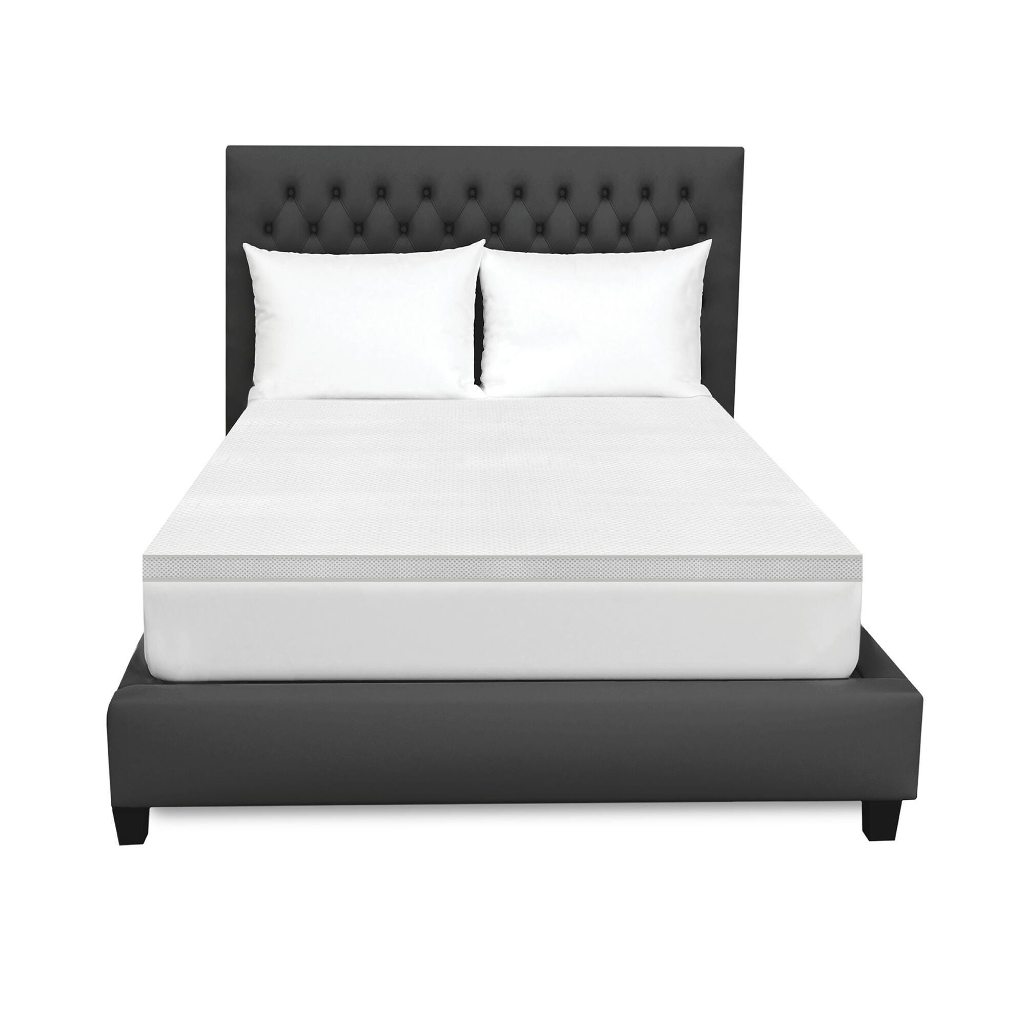 Bodipedic Essentials 2-Inch Cooling Gel Memory Foam Mattress Topper with Cover, White, large