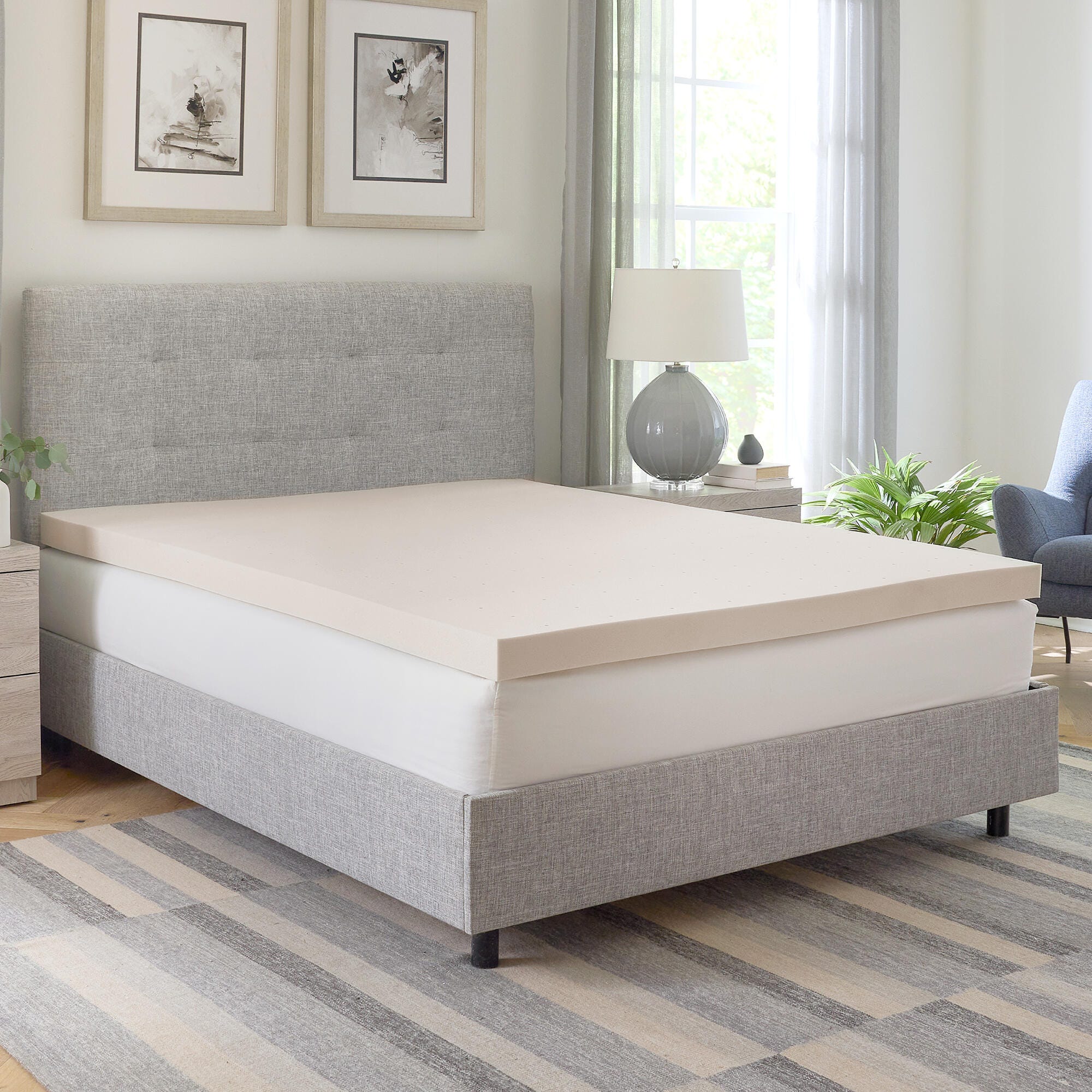 Bodipedic Essentials 3-Inch Copper Infused Memory Foam Mattress Topper, Copper, rollover