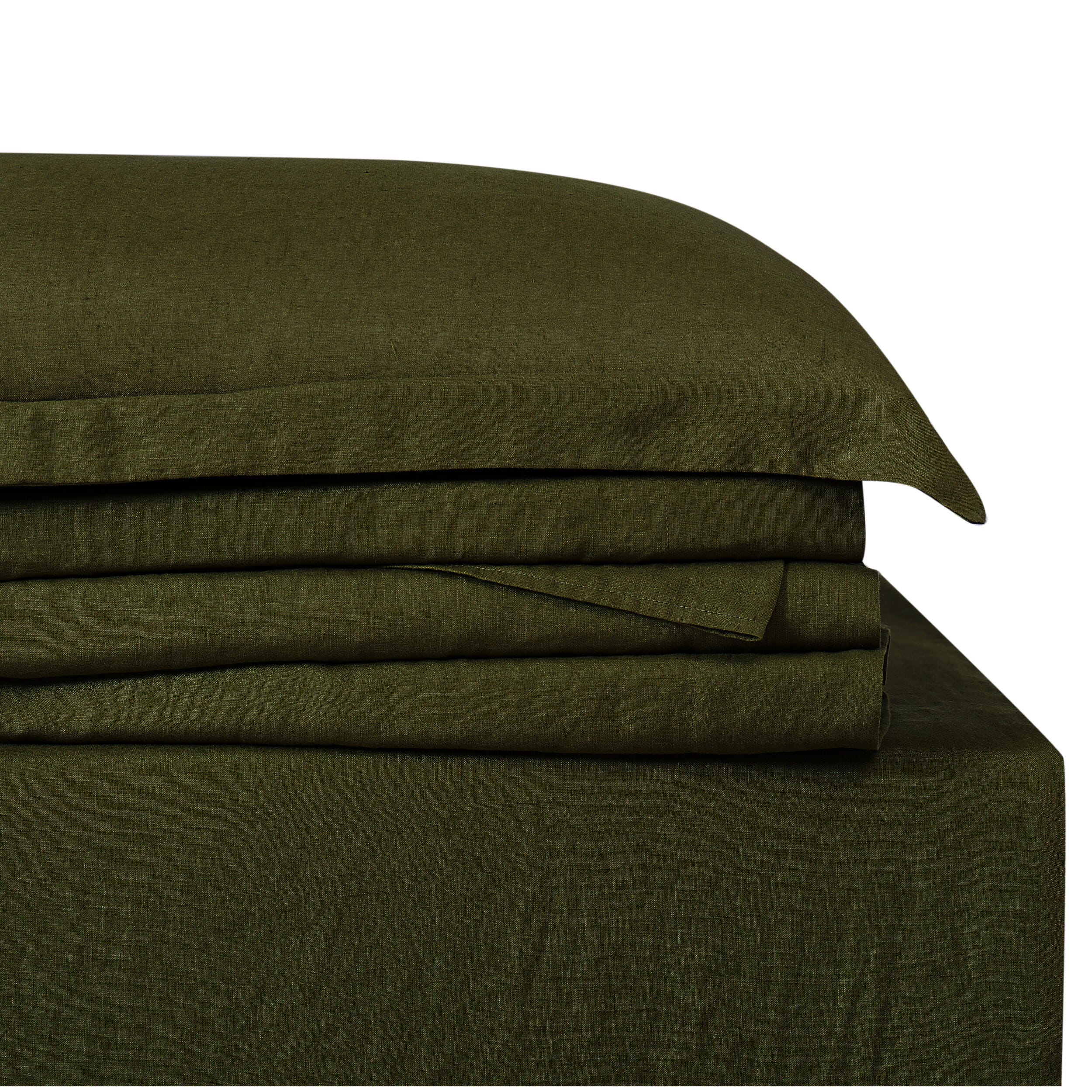 Brooklyn Loom Linen King Sheet Set, Moss Green, large