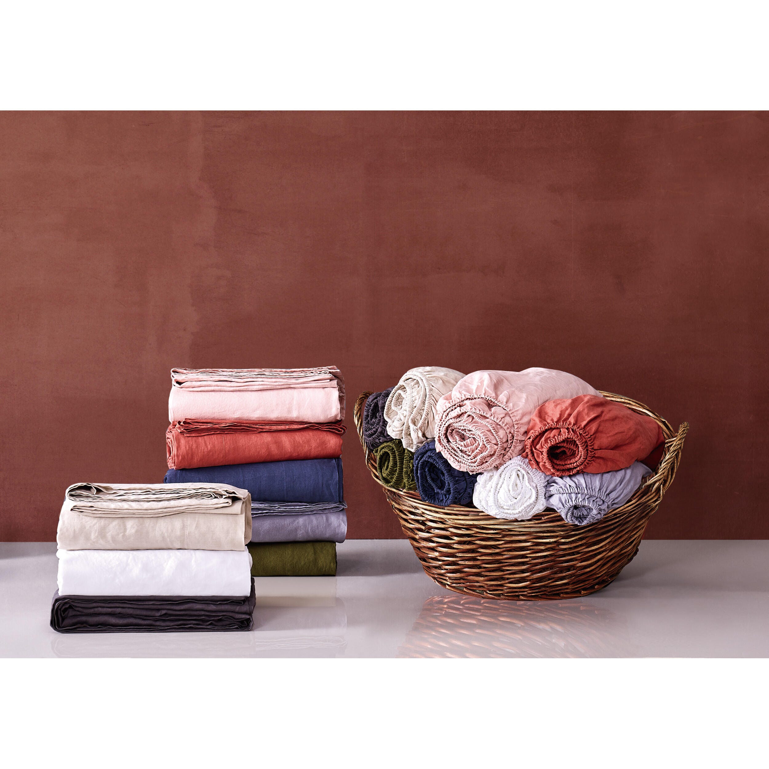 Brooklyn Loom Linen Queen Sheet Set, Moss Green, large