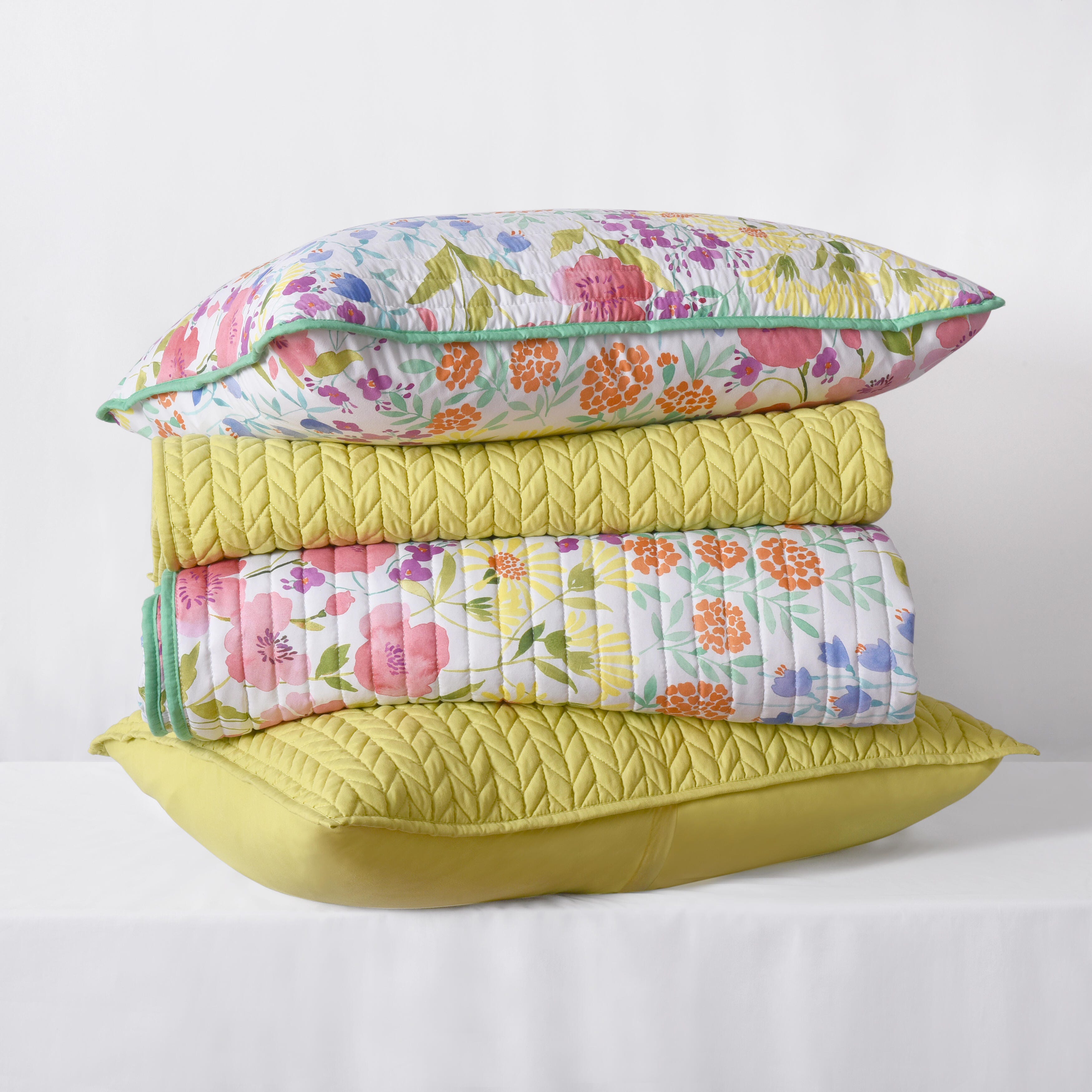J.Queen New York Cayman Euro Quilted Sham, Chartreuse, large