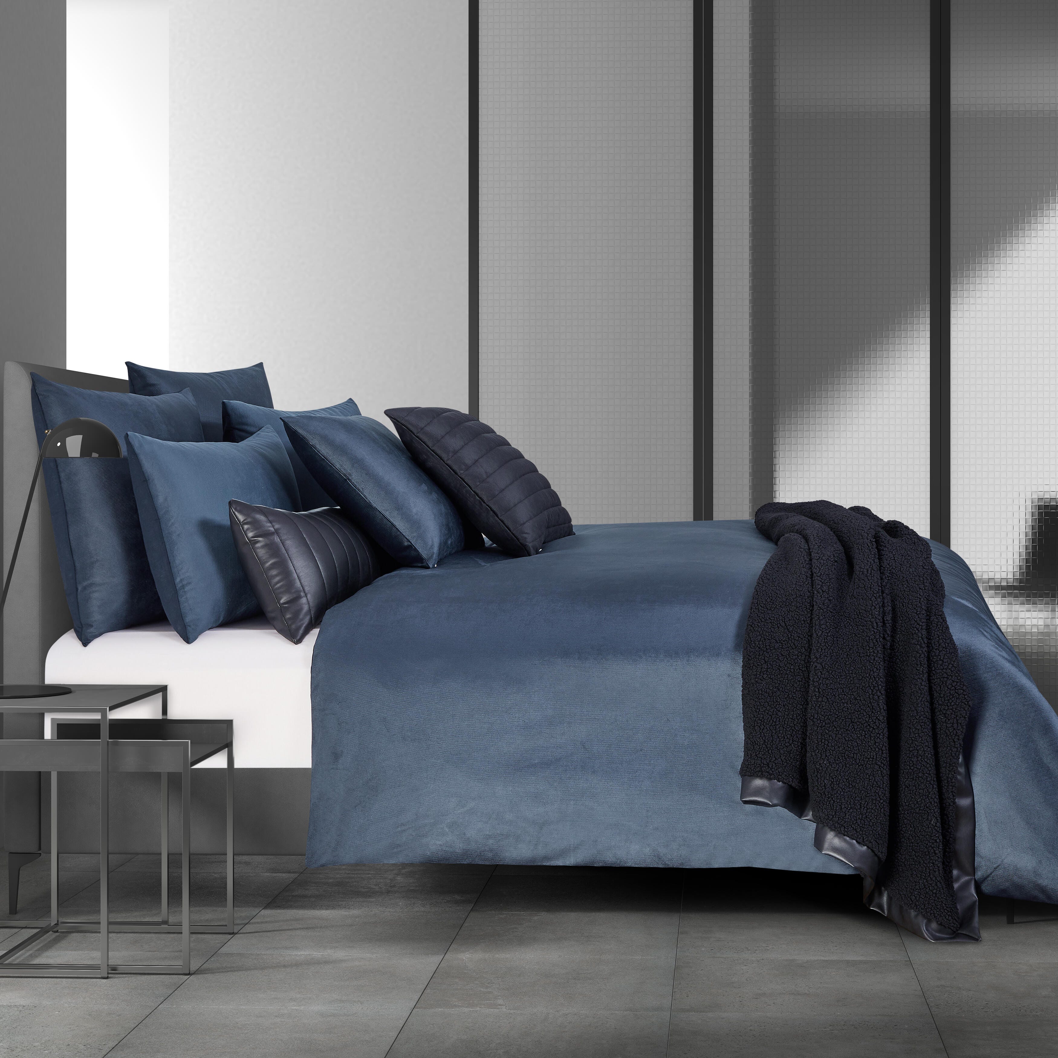 Oscar Oliver Valencia Full/Queen Duvet Cover 3 Piece Set, Navy, large