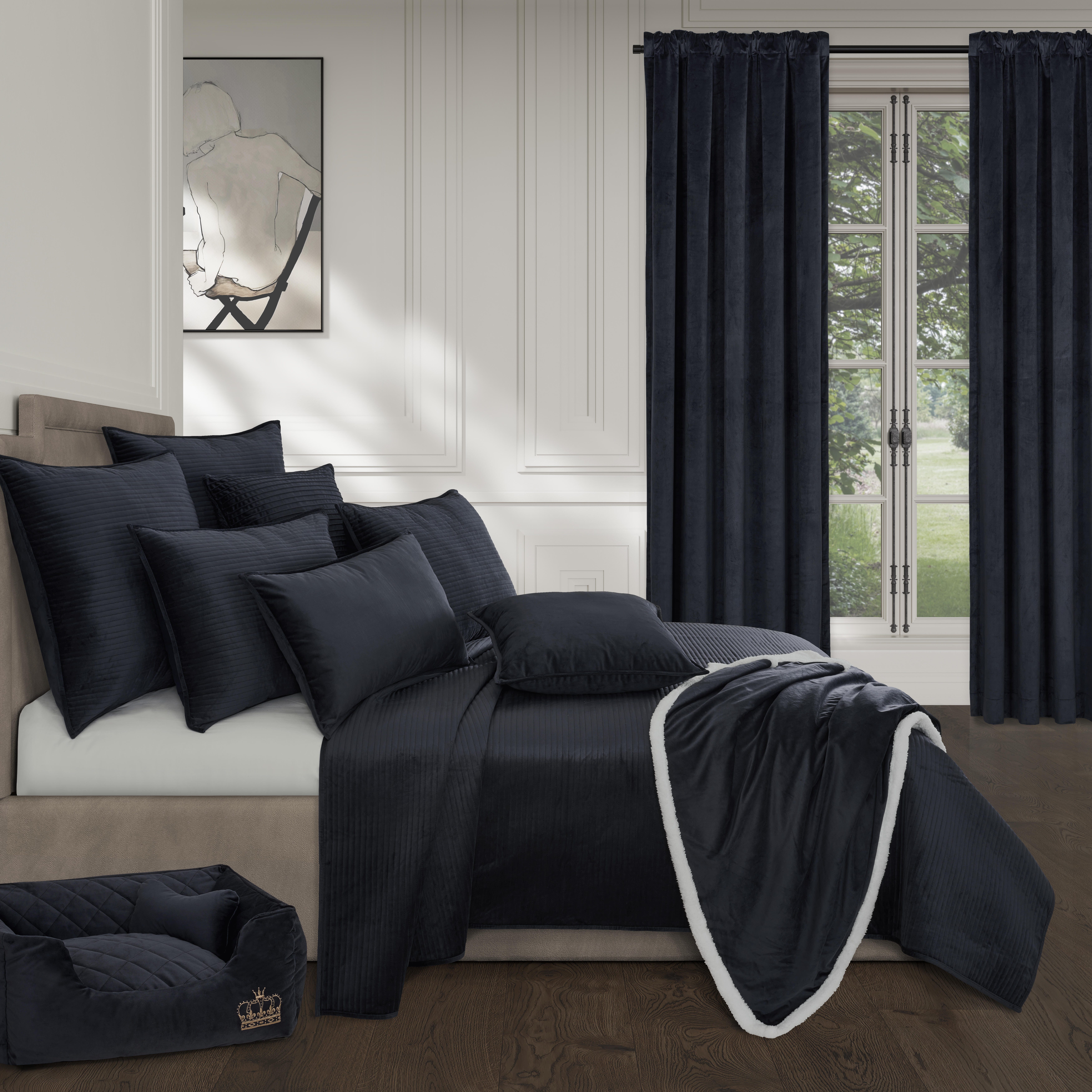 J. Queen New York Townsend Quilt King/California King 3 Piece Quilt Set, Indigo, large