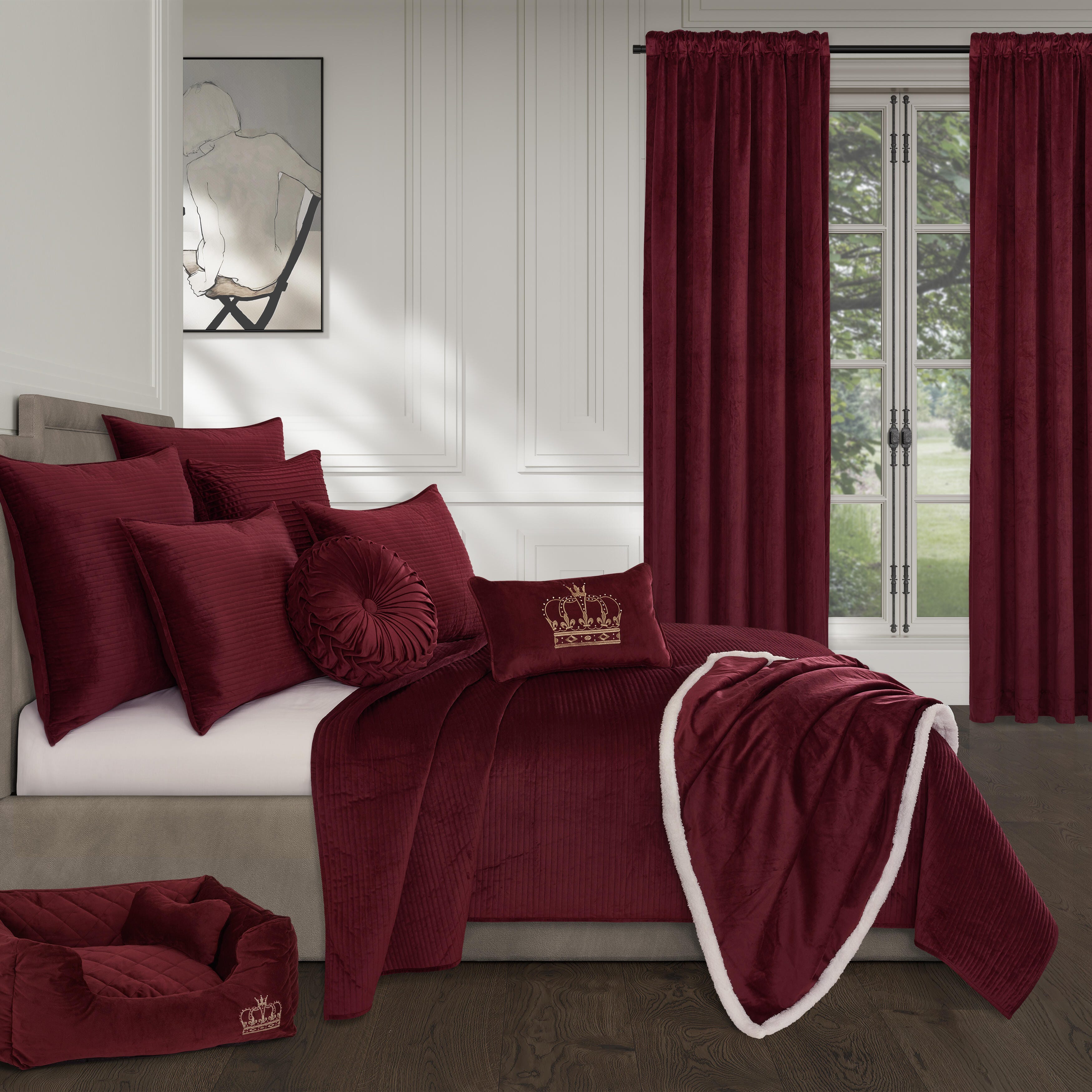 J. Queen New York Townsend Quilt King/California King 3 Piece Quilt Set, Red, large