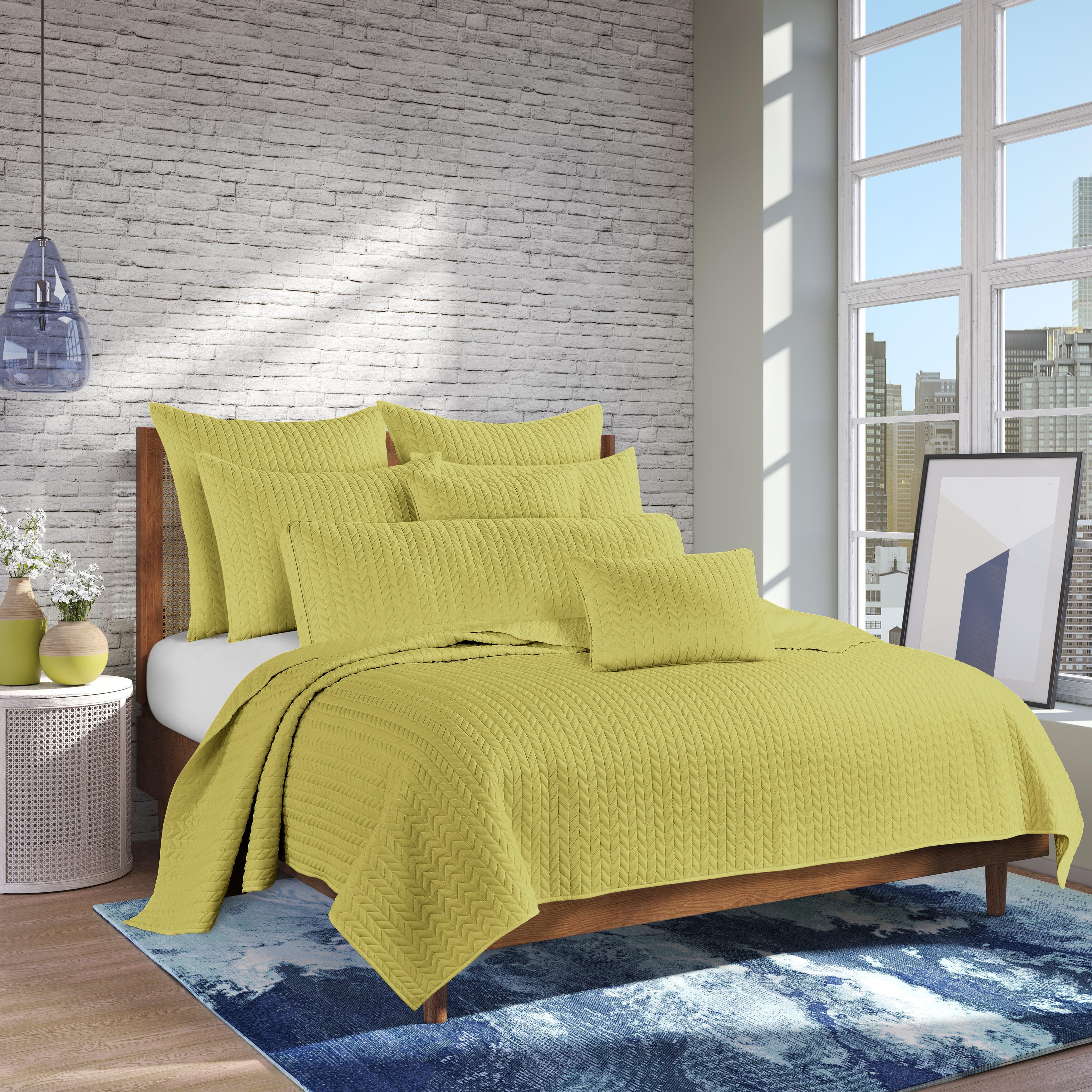 J.Queen New York Cayman Twin/Twin Xl Quilt, Chartreuse, large