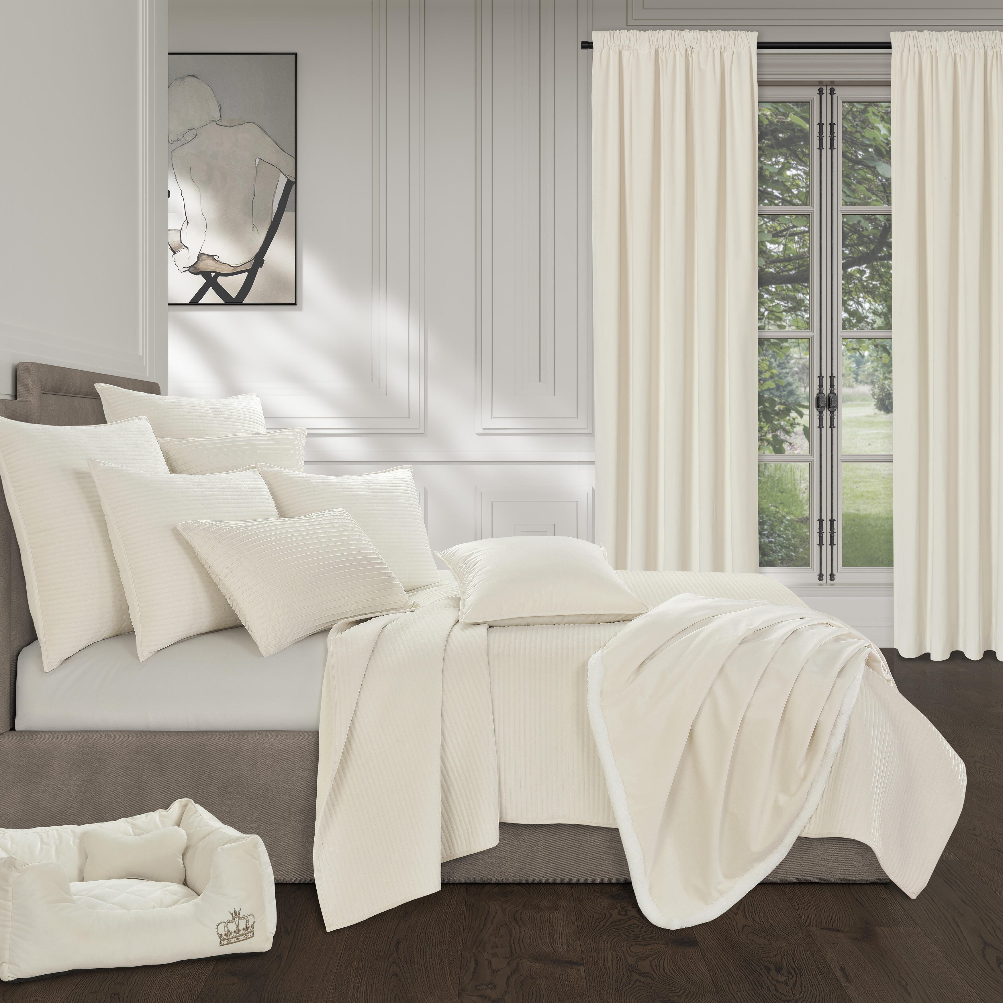 J. Queen New York Townsend Quilt King/California King 3 Piece Quilt Set, Ivory, large