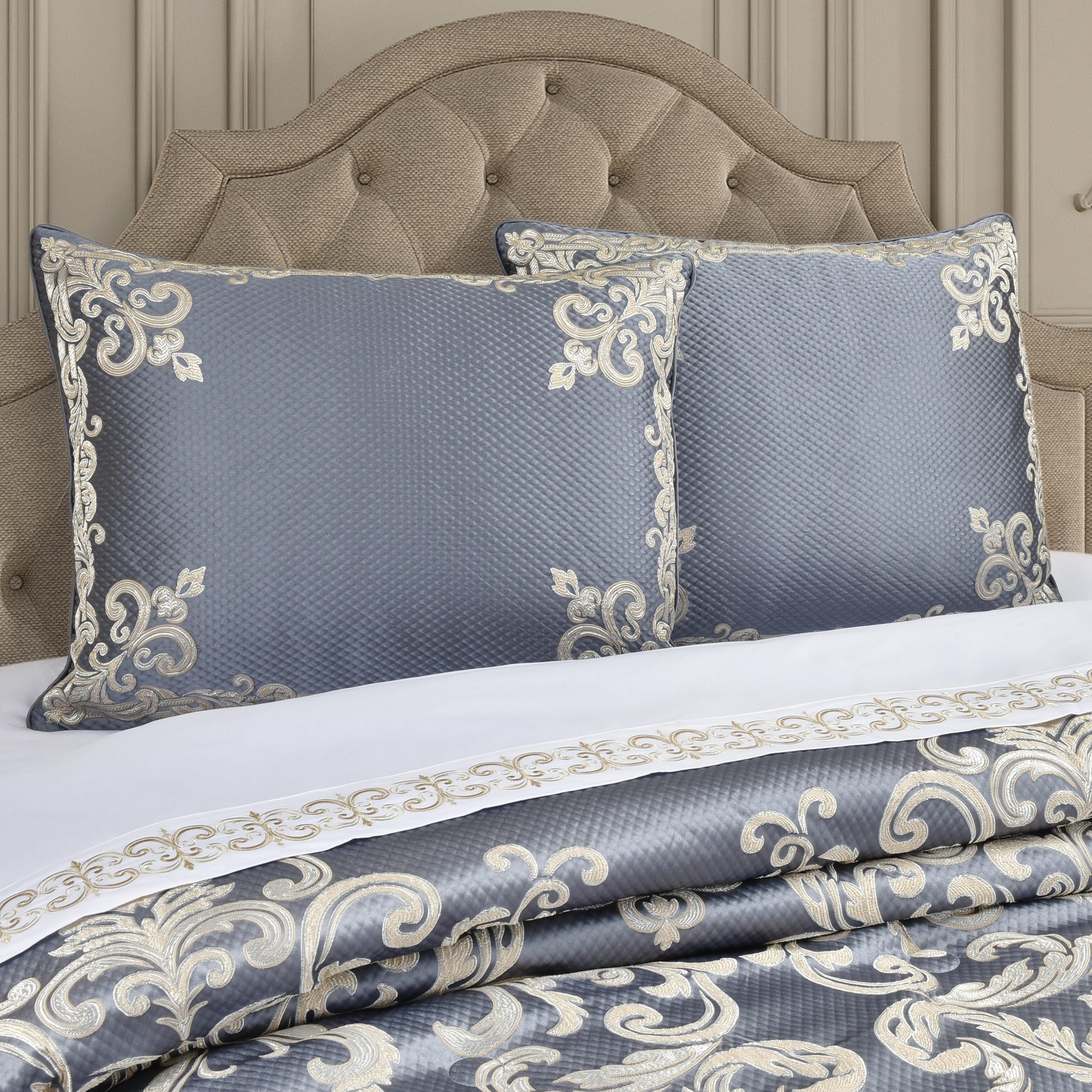 J. Queen New York Dicaprio King 4 Piece Comforter Set, Powder Blue, large
