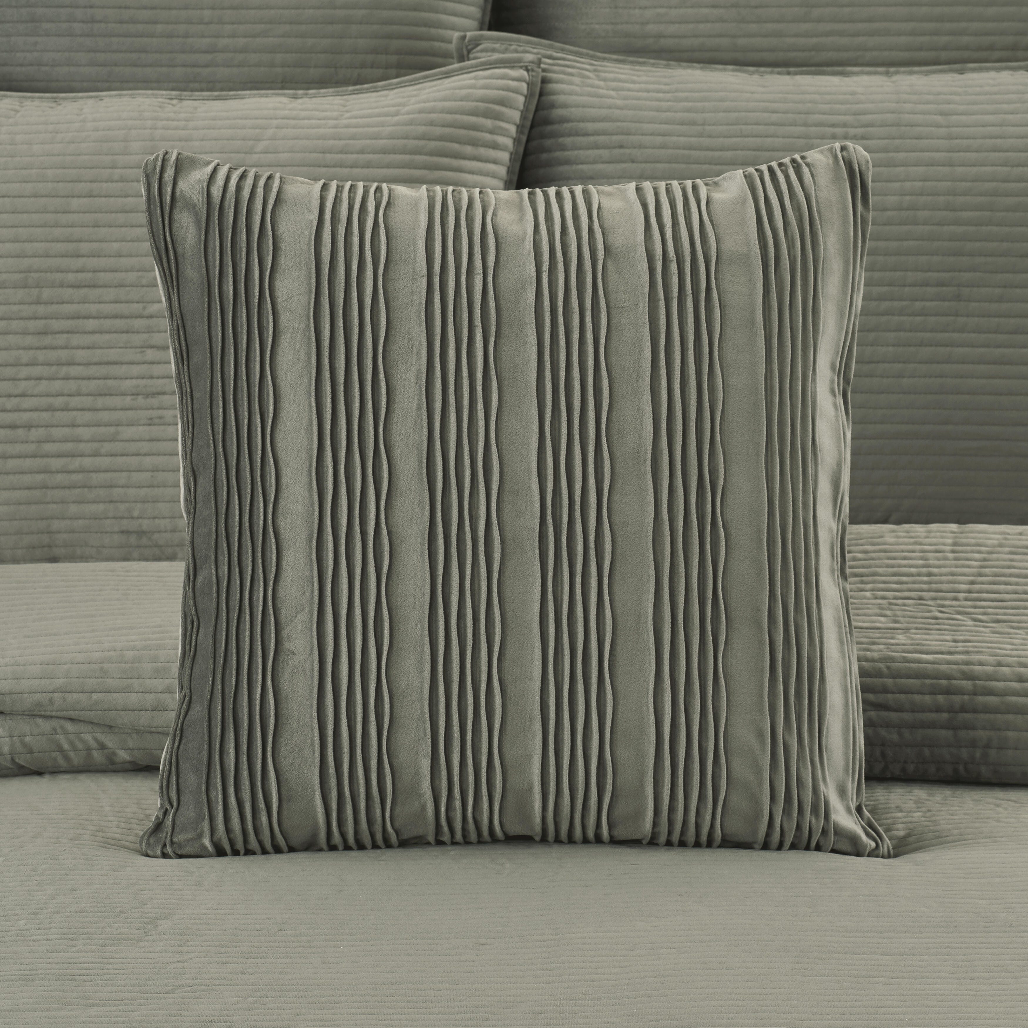 J.Queen New York Townsend Wave Pillow 20" Square Decorative Throw Pillow Cover, Charcoal, rollover