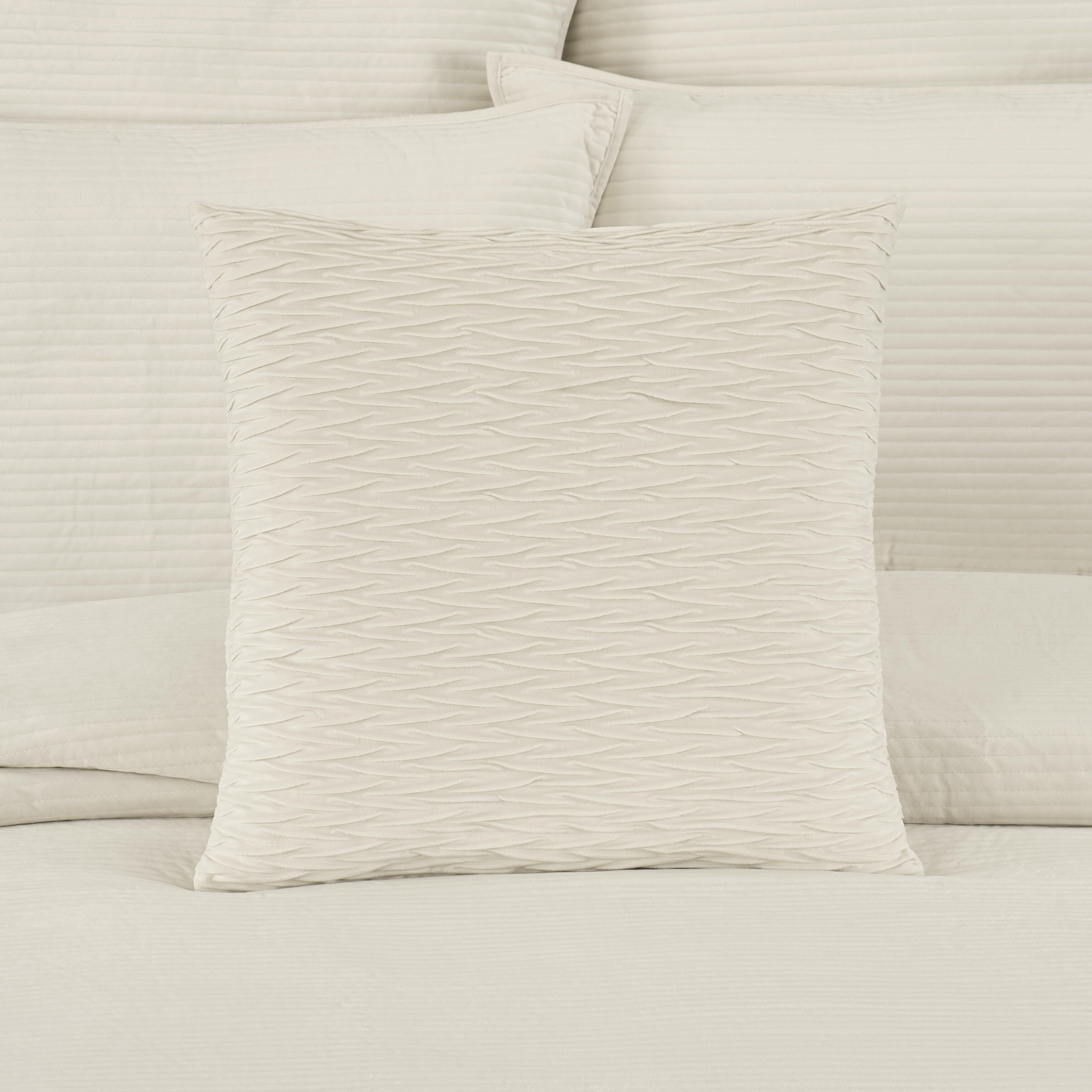 J.Queen New York Townsend Ripple Pillow 20" Square Decorative Throw Pillow Cover, Ivory, rollover