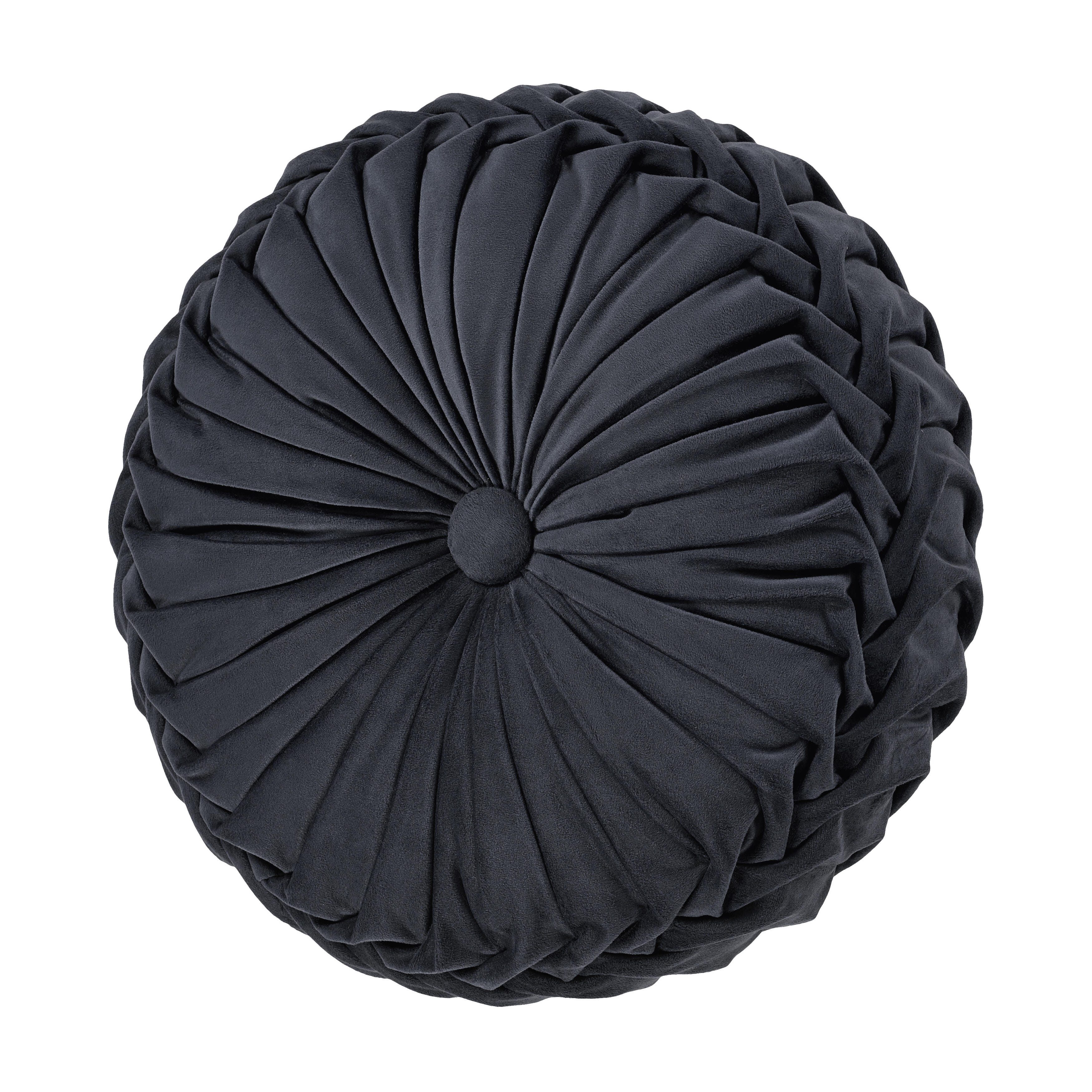 J.Queen New York Townsend Tufted Round Decorative Throw Pillow, Indigo, large