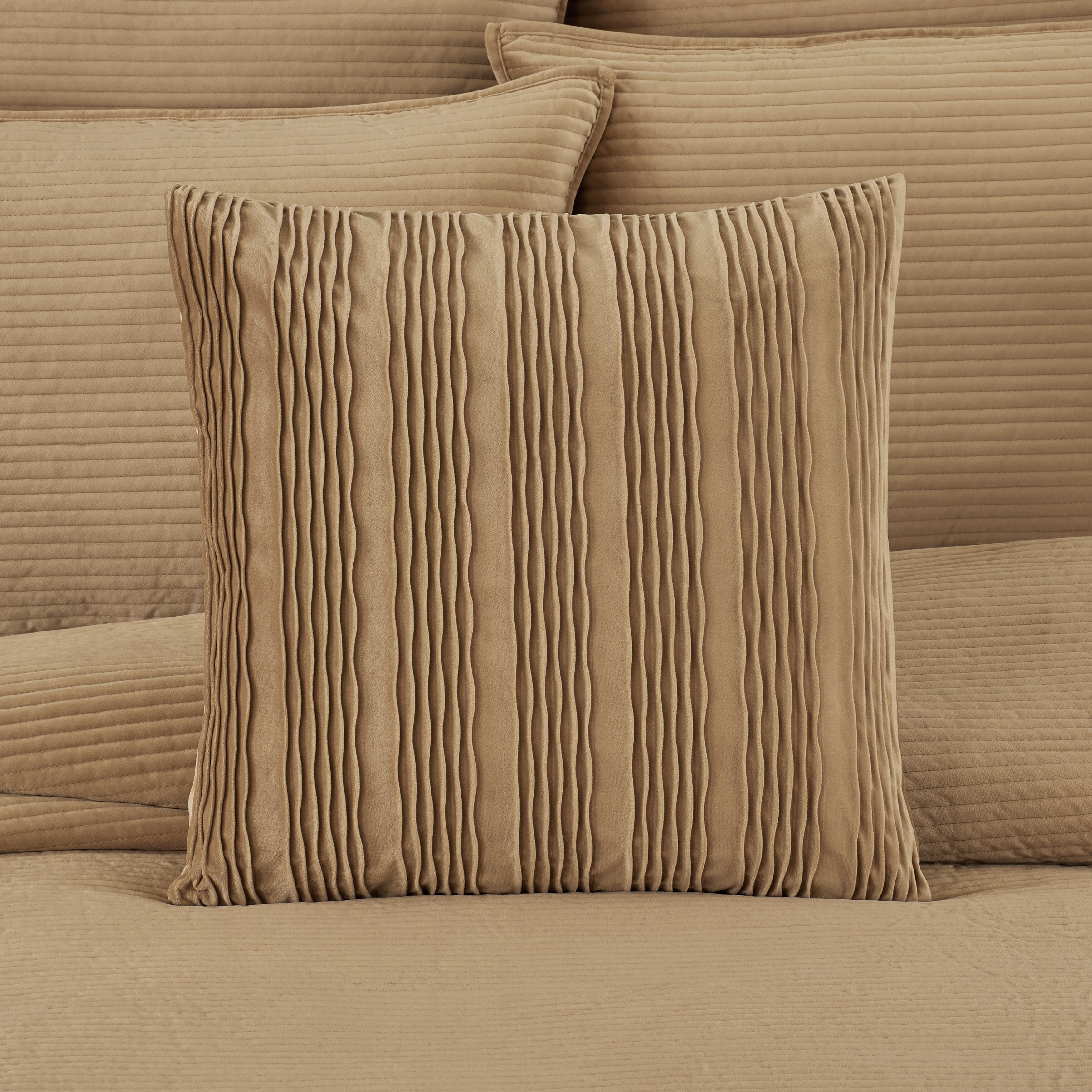 J.Queen New York Townsend Wave Pillow 20" Square Decorative Throw Pillow Cover, Gold, rollover