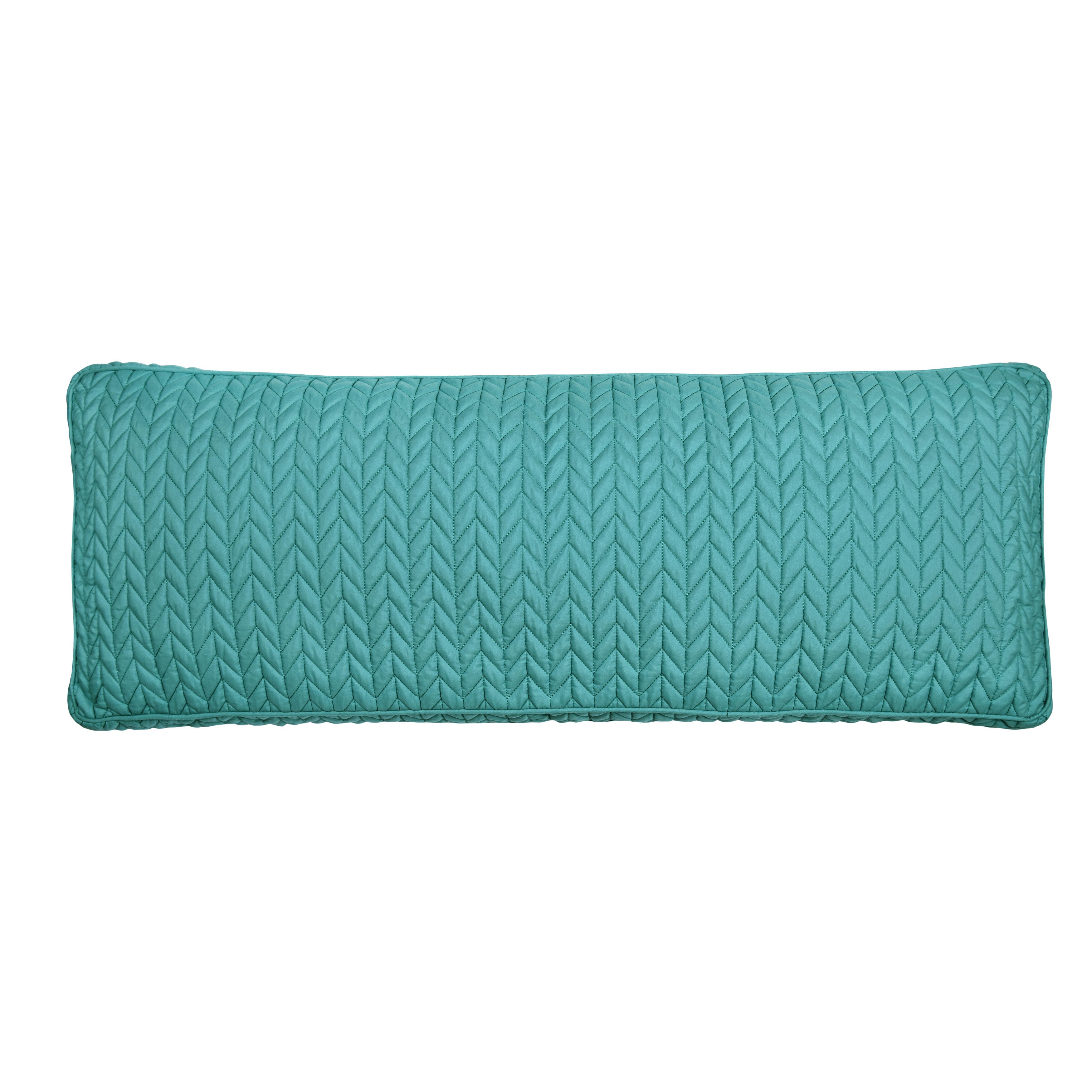 J.Queen New York Cayman Quilted Bolster Decorative Throw Pillow, Turquoise, large