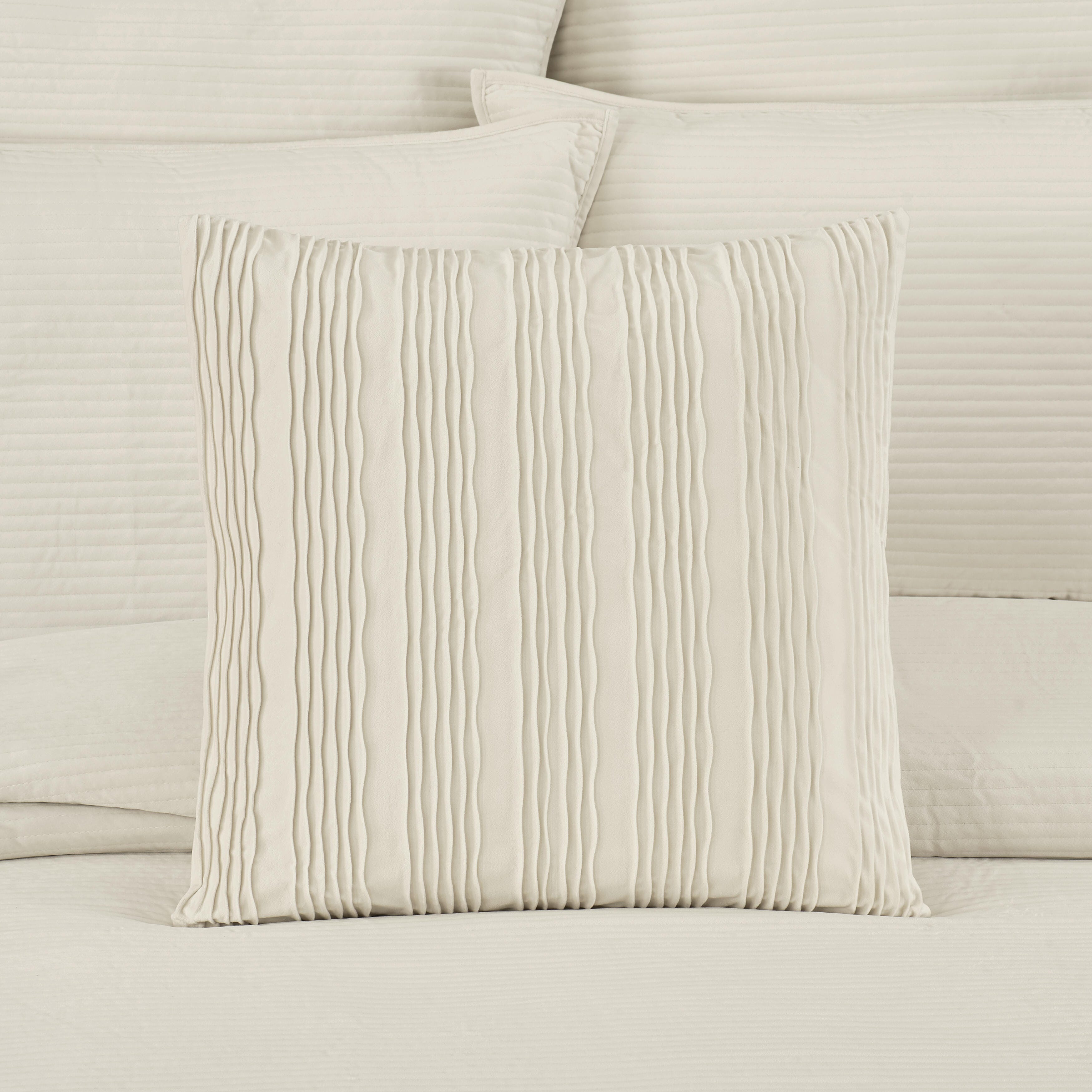 J.Queen New York Townsend Wave Pillow 20" Square Decorative Throw Pillow Cover, Ivory, rollover