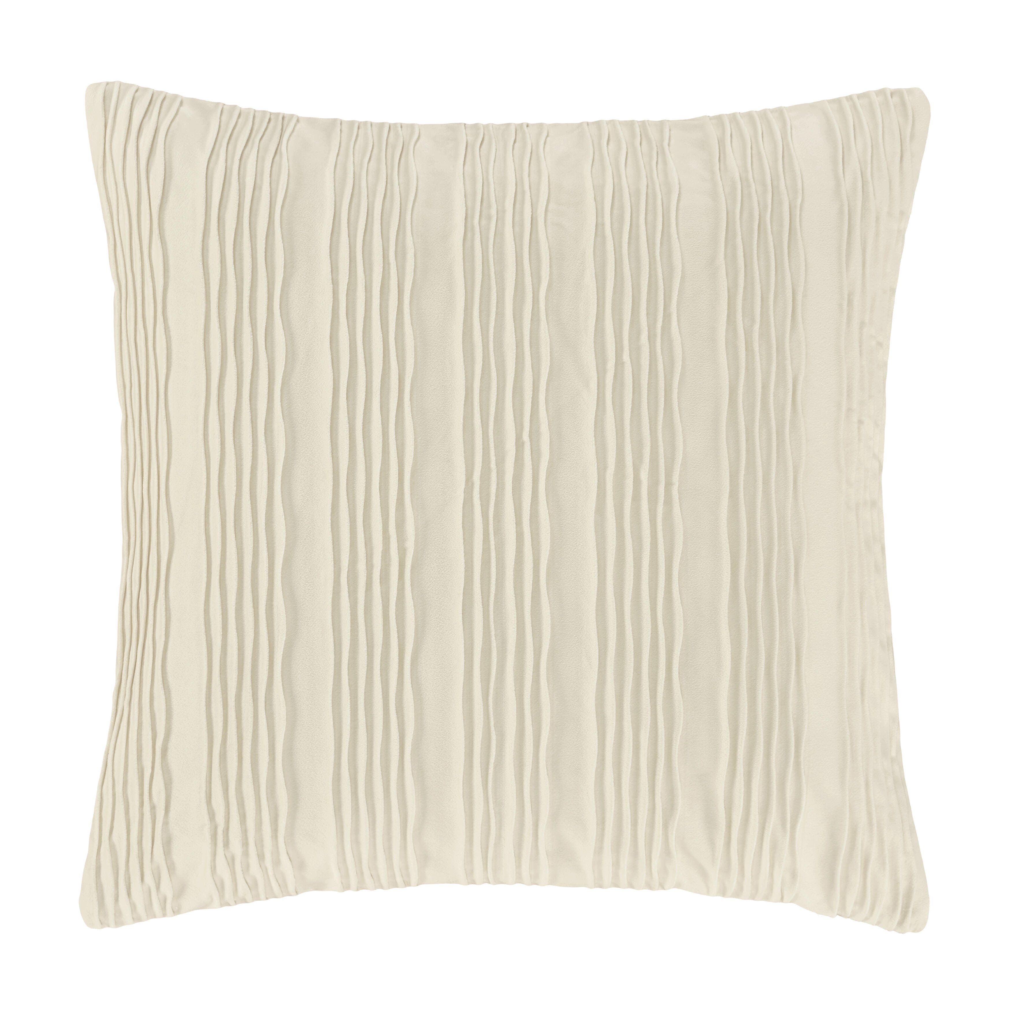 J.Queen New York Townsend Wave Pillow 20" Square Decorative Throw Pillow Cover, Ivory, large
