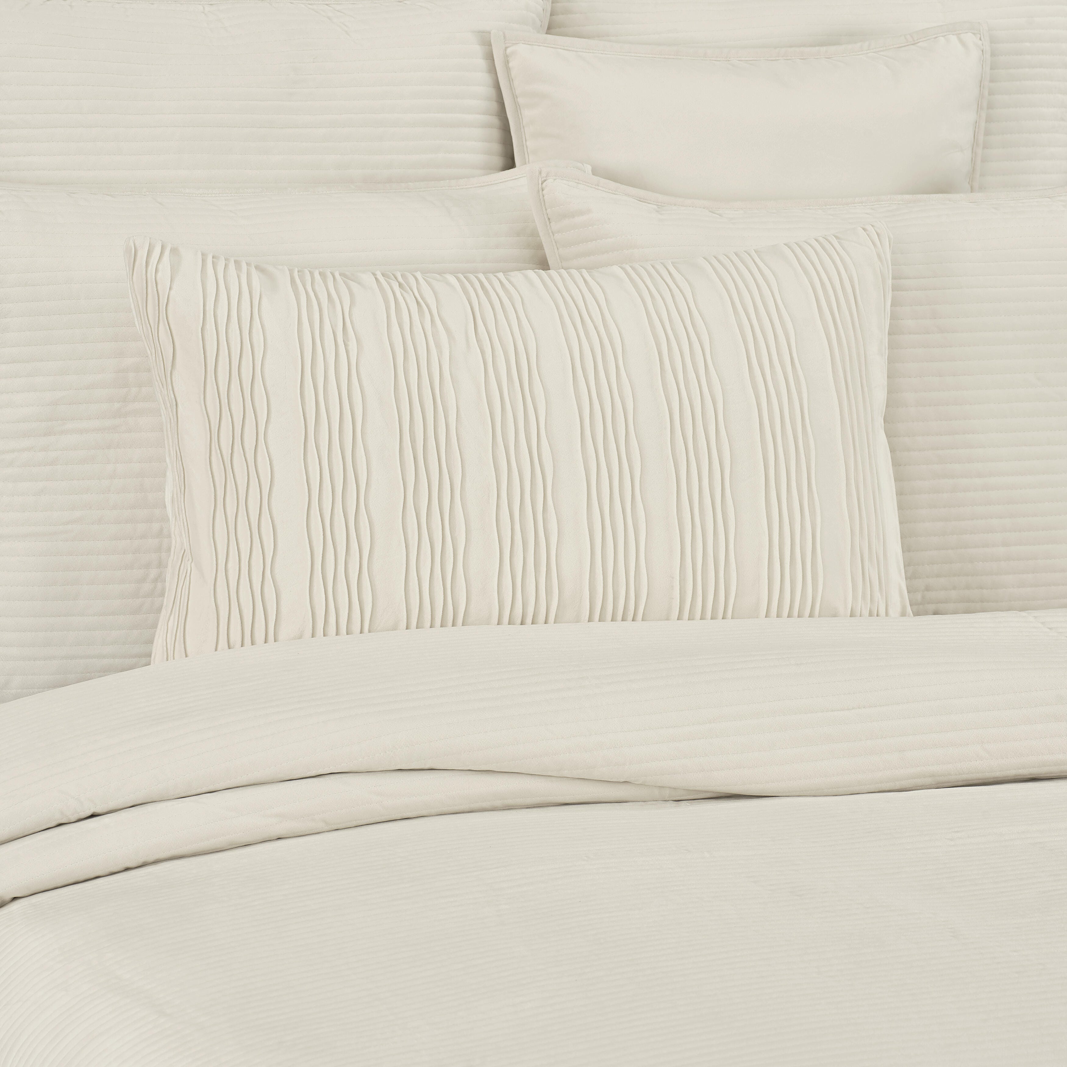 J.Queen New York Townsend Wave Pillow Lumbar Decorative Throw Pillow Cover, Ivory, rollover