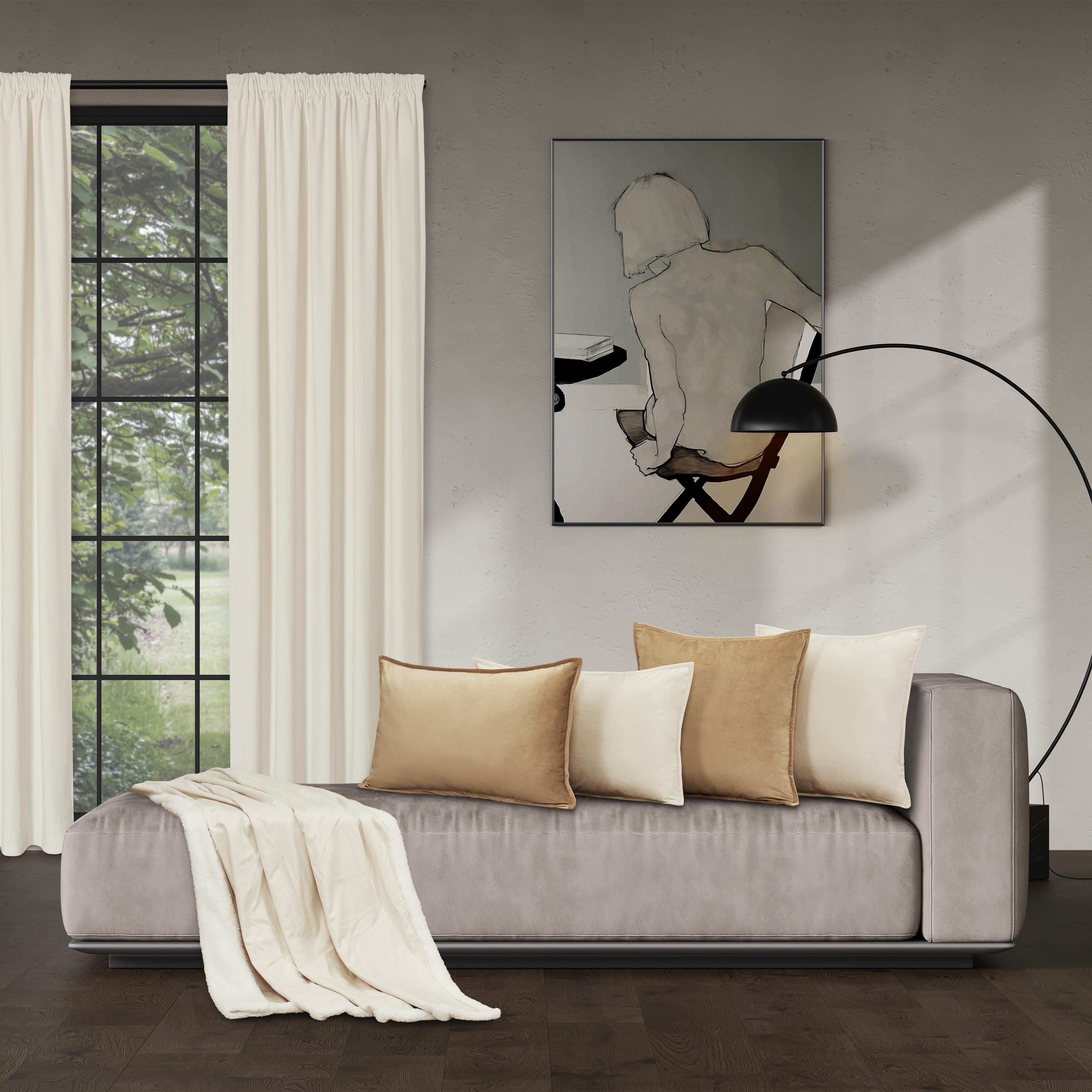 J.Queen New York Townsend Throw, Ivory, large