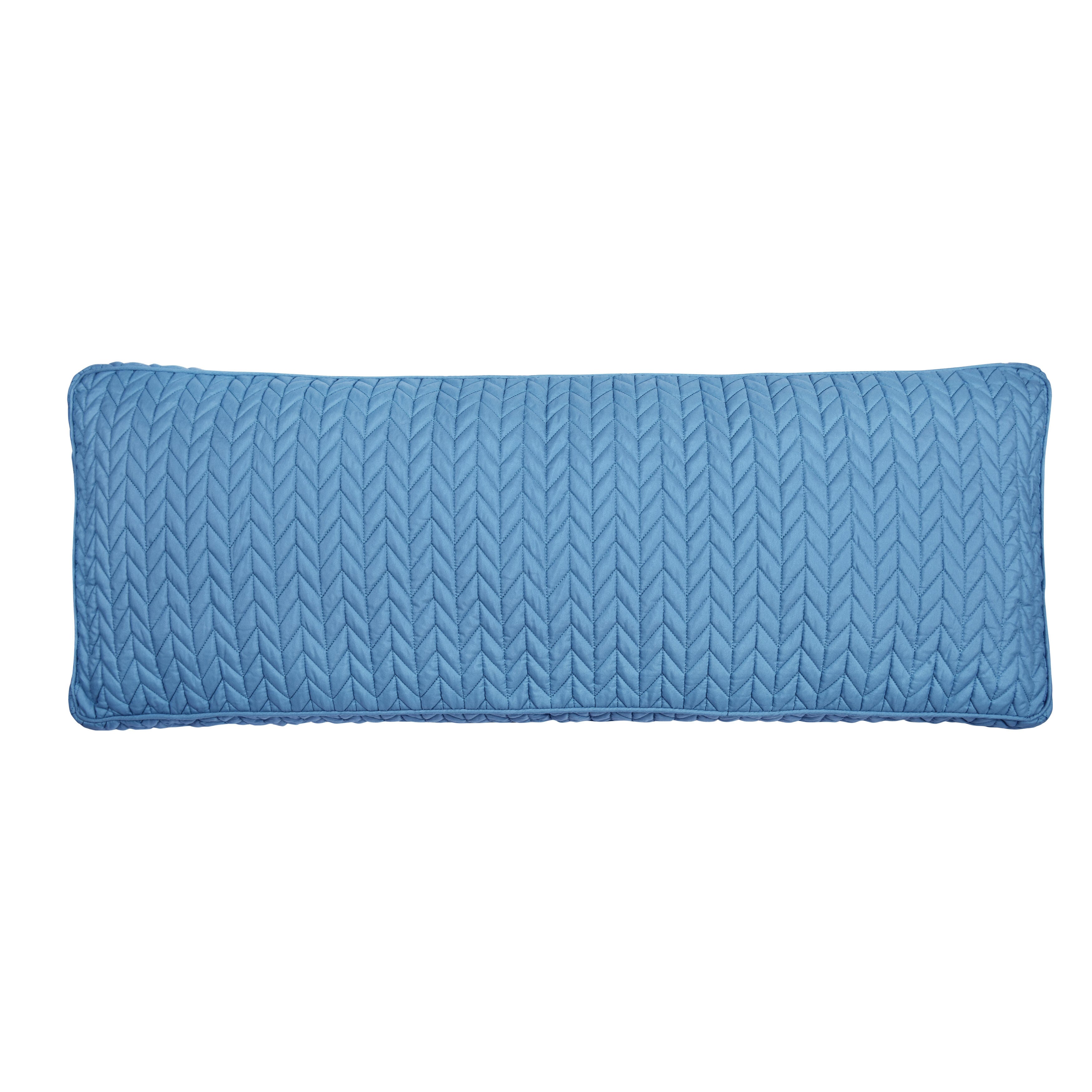 J.Queen New York Cayman Quilted Bolster Decorative Throw Pillow, Blue, large