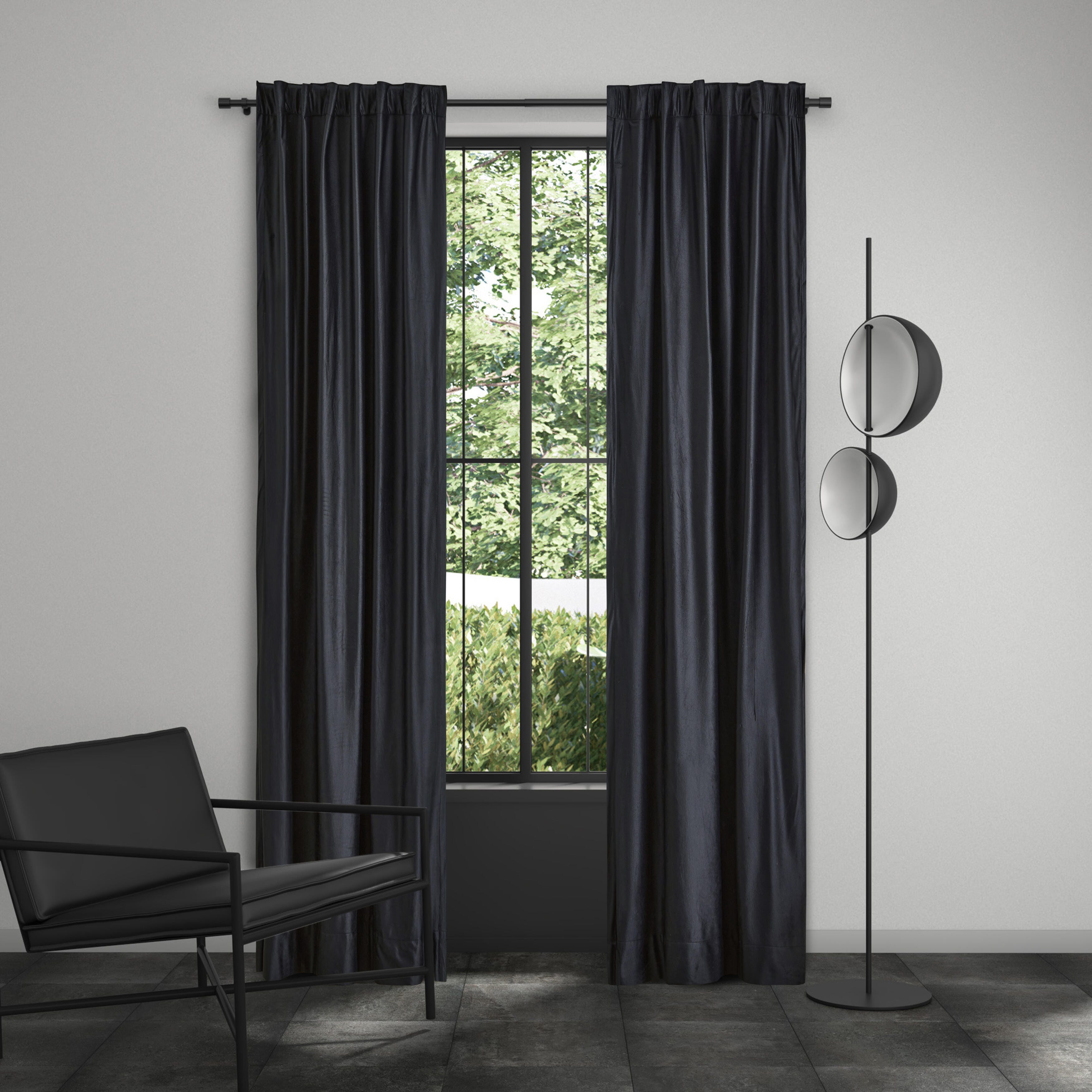 Oscar Oliver Valencia 84" Window Panel Pair, Black, large