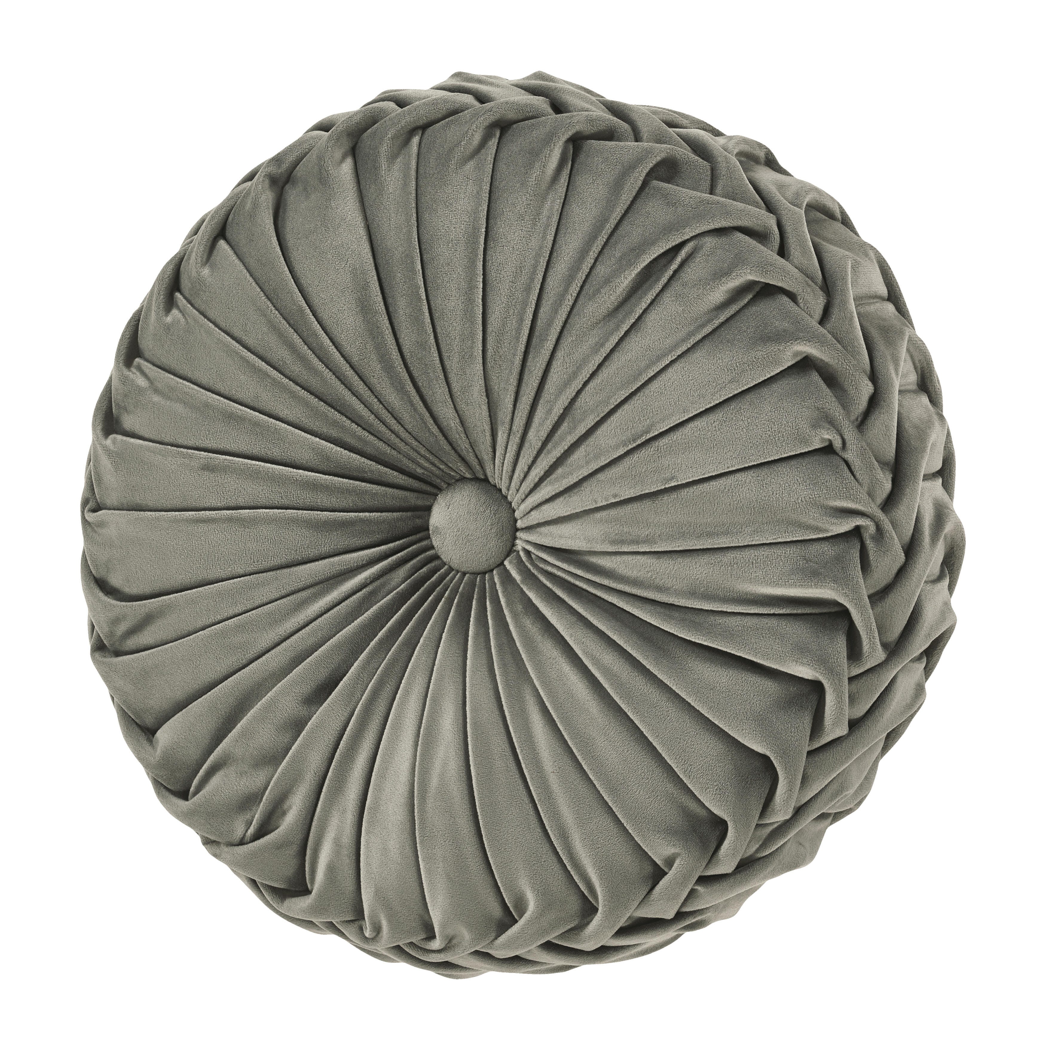 J.Queen New York Townsend Tufted Round Decorative Throw Pillow, Charcoal, large