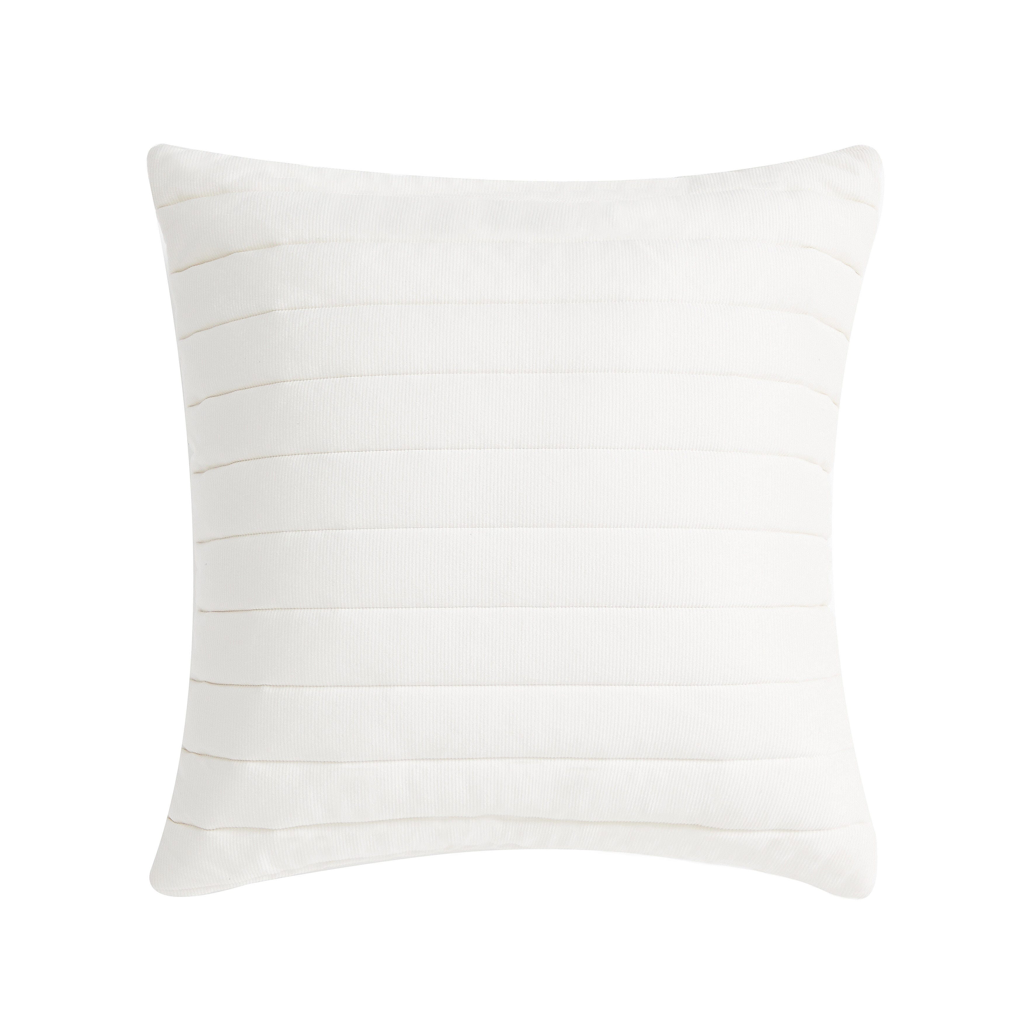 Oscar Oliver Valencia 20" Square Quilted Decorative Throw Pillow, Cream, large