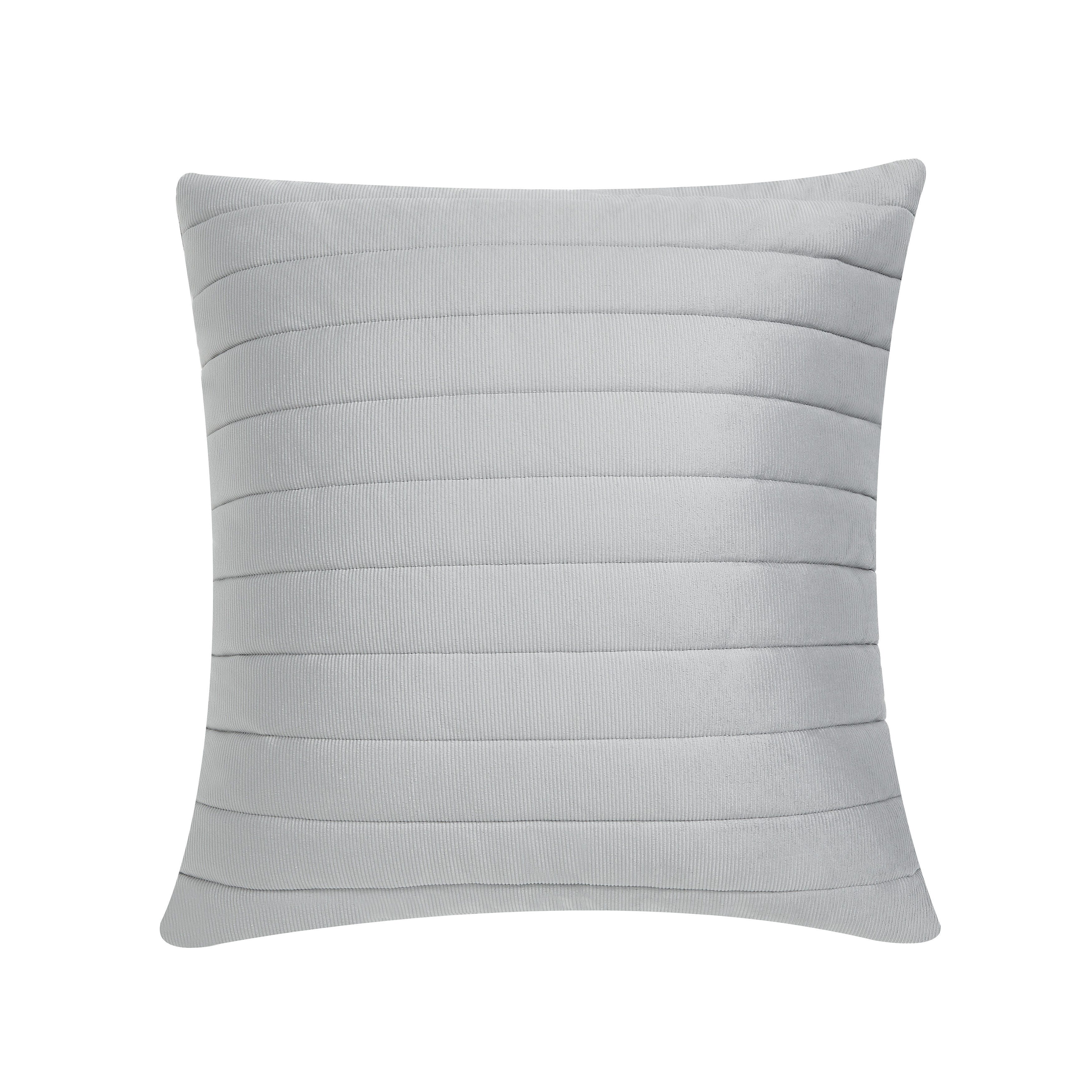 Oscar Oliver Valencia 20" Square Quilted Decorative Throw Pillow, Silver, large