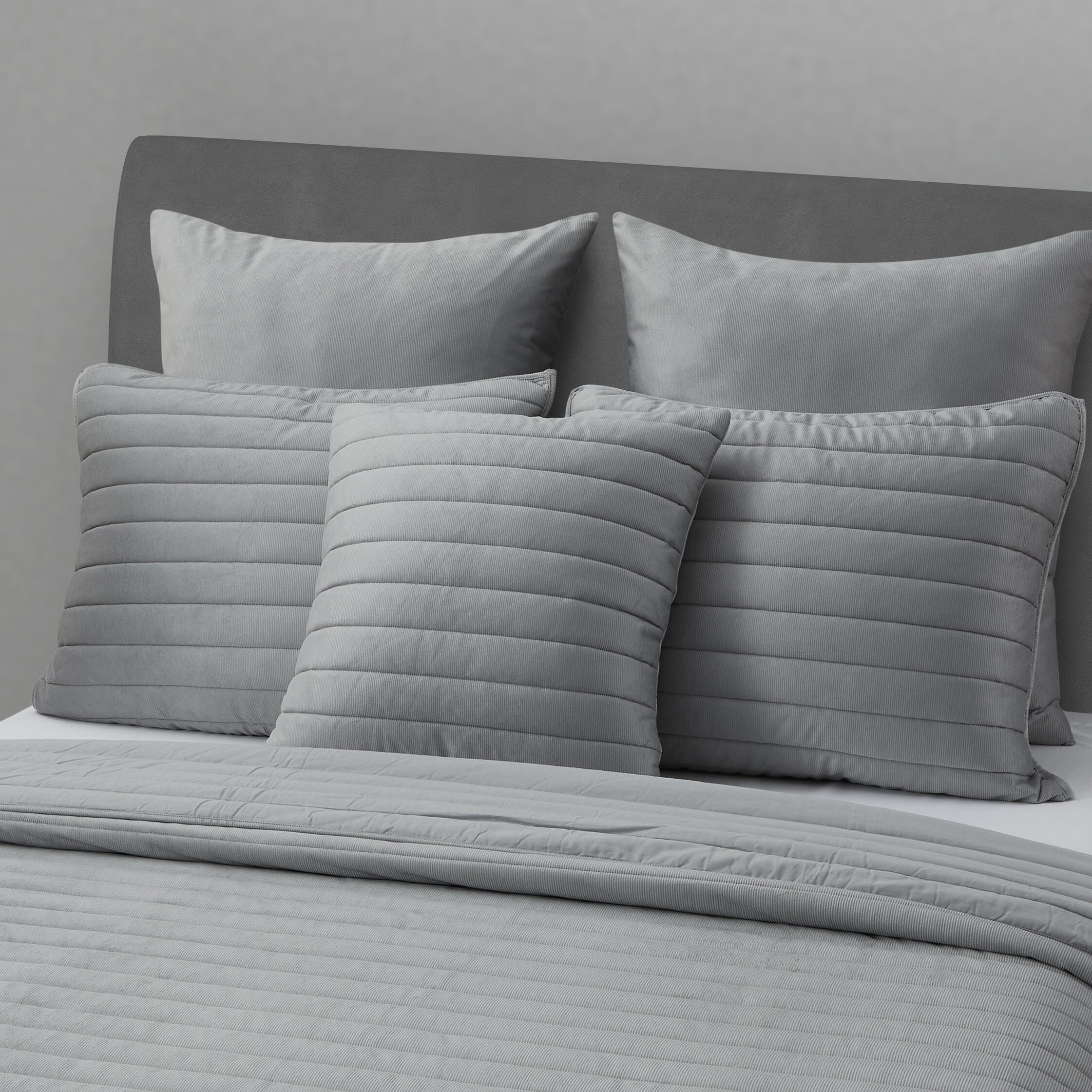 Oscar Oliver Valencia 20" Square Quilted Decorative Throw Pillow, Silver, large