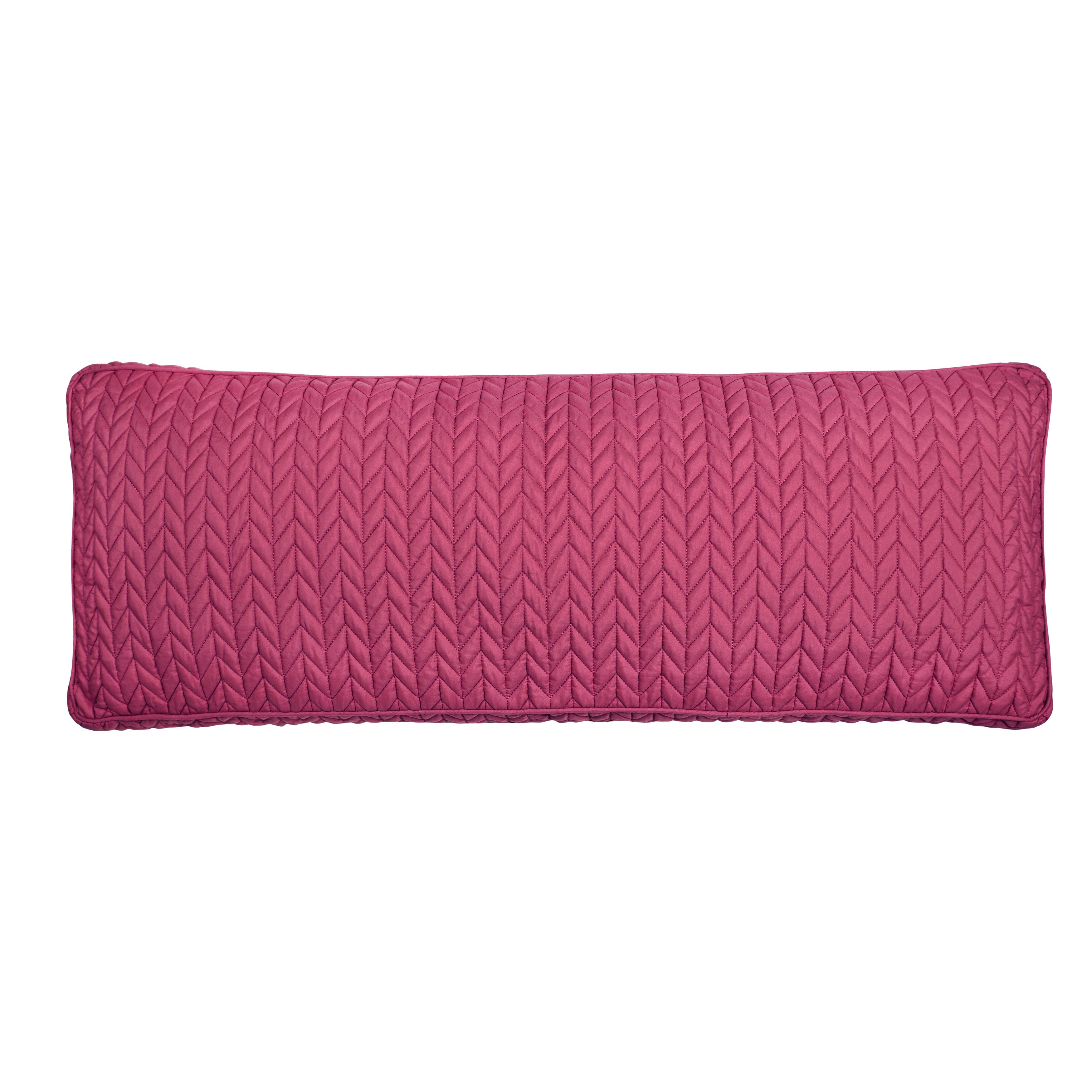 J.Queen New York Cayman Quilted Bolster Decorative Throw Pillow, Fuchsia, large