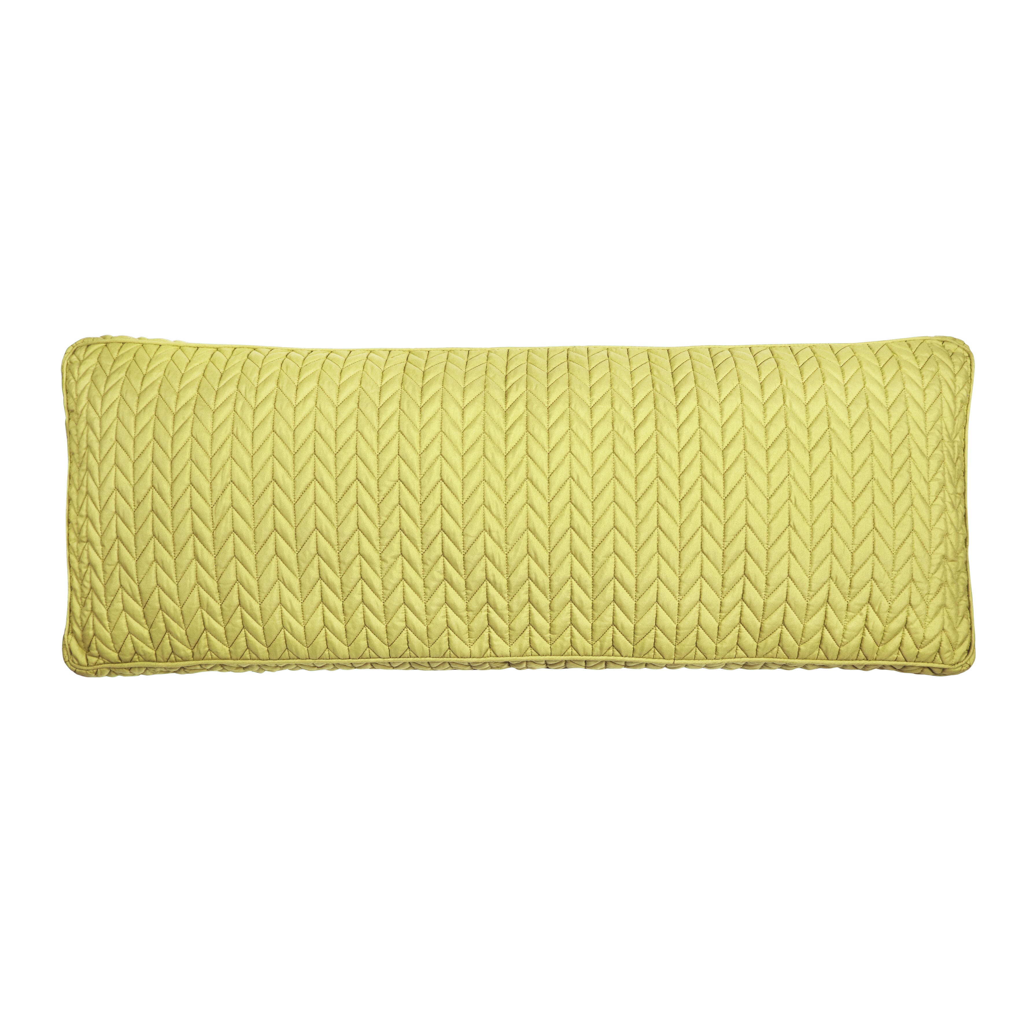 J.Queen New York Cayman Quilted Bolster Decorative Throw Pillow, Chartreuse, large